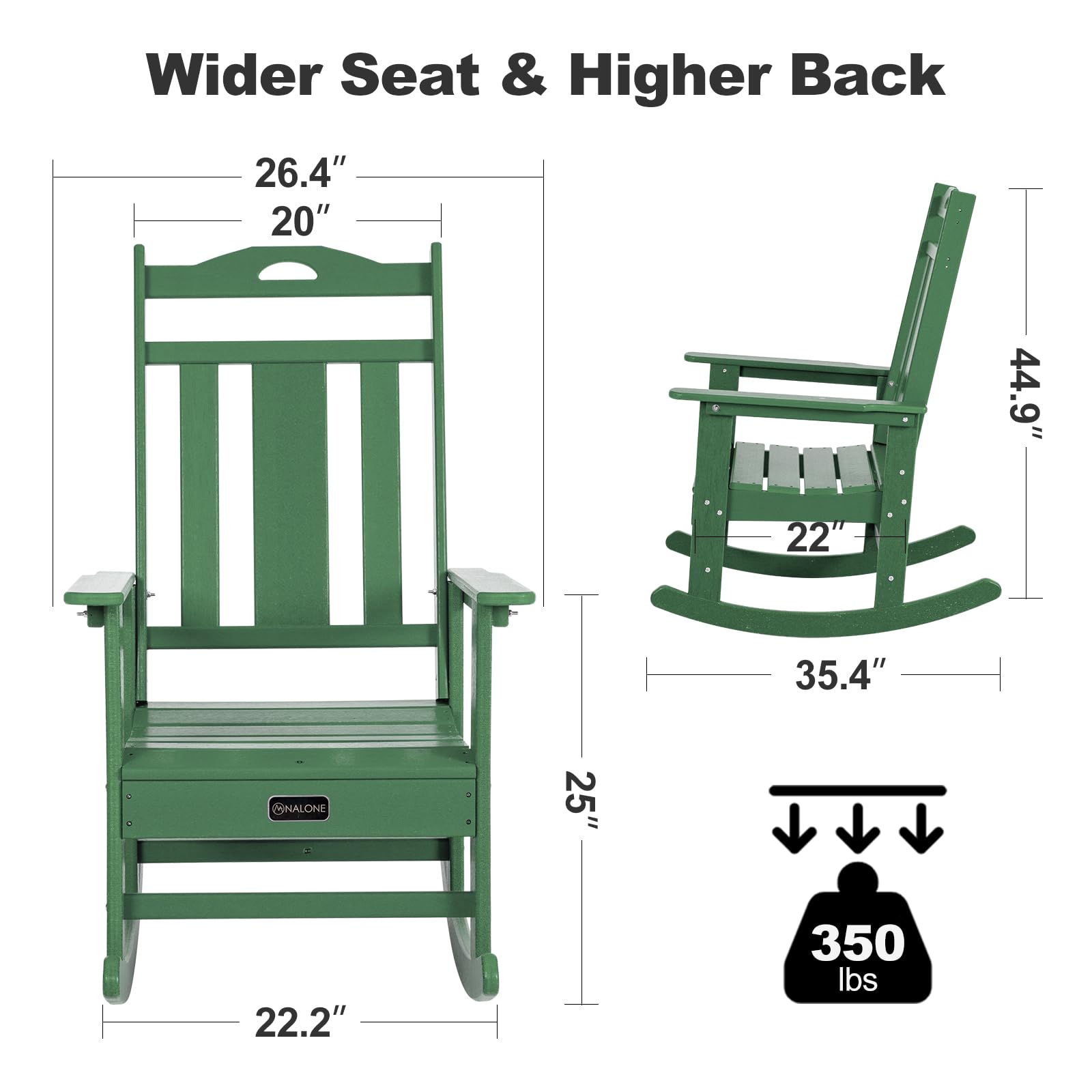 **Nalone Oversized All-Weather Outdoor Rocking Chair for Adults – Patio, Porch, Garden & Lawn Rocker – Durable & Comfortable (Green) – Perfect for Relaxing, Reading & Enjoying Nature**