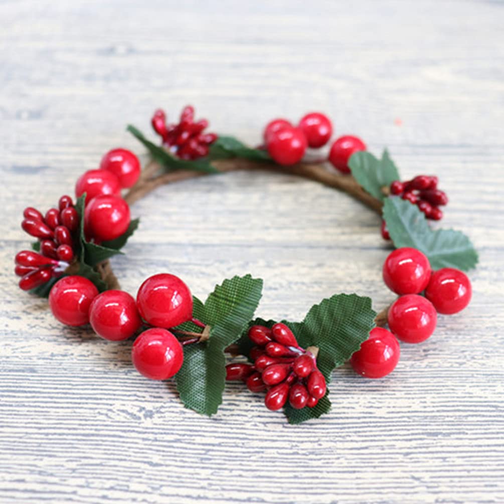 ABOOFAN 4-Piece Christmas Candlestick Garland Set - Holiday Candle Wreaths with Holly & Floral Decor for Autumn & Winter Seasons | Perfect for Fireplace Mantel, Dining Table Centerpiece, and Festive Home Decor