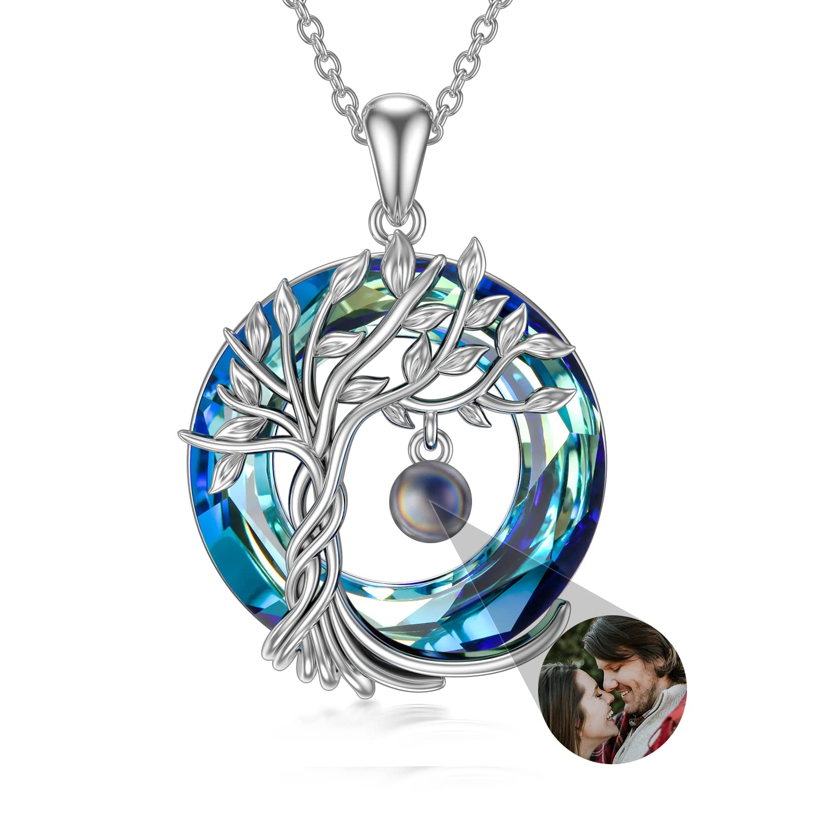 TOUPOP Tree of Life Necklace for Women - Personalized Initial A to Z Letter Pendant with Blue Crystal, 925 Sterling Silver Jewelry - Perfect Birthday Gift for Wife, Daughter, Mom & Grandma - Ideal for Weddings, Anniversaries & Special Occasions