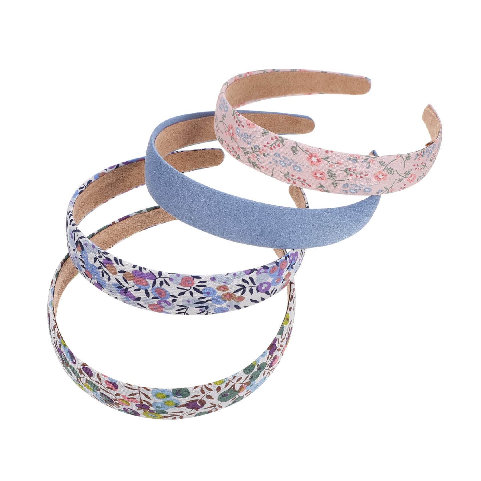FRCOLOR 4-Pack Floral Hair Bands for Women - Soft Fabric Headbands for Yoga, Workout, Running & Bridal Wear - Korean Style Fashion Hair Hoops & Ribbon Headbands for Sports, Wedding & Daily Use