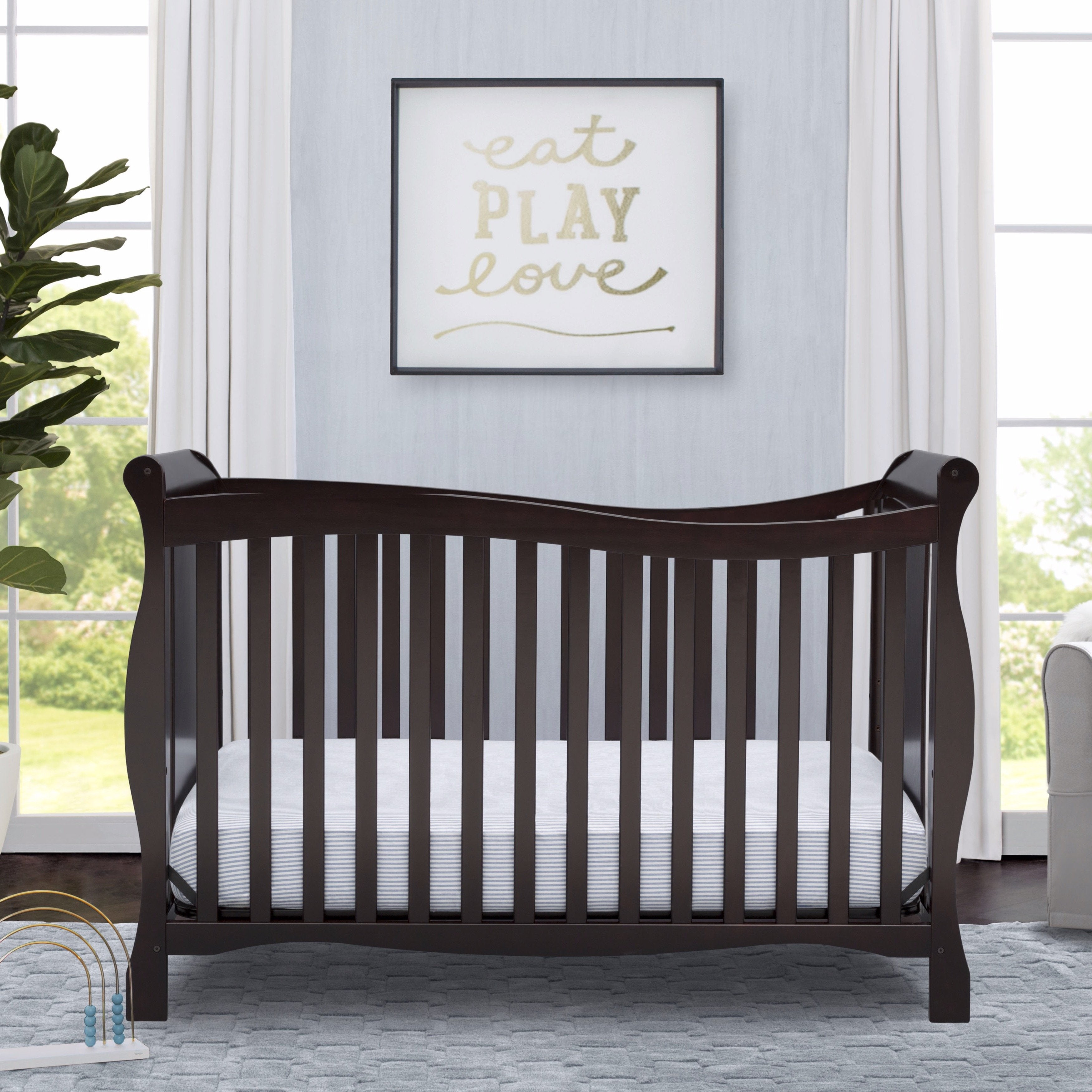 Brookside 4-in-1 Convertible Baby Crib - White Nursery Furniture for Newborn to Toddler Bed | Perfect for Modern Nursery, Bedroom & Daycare Use