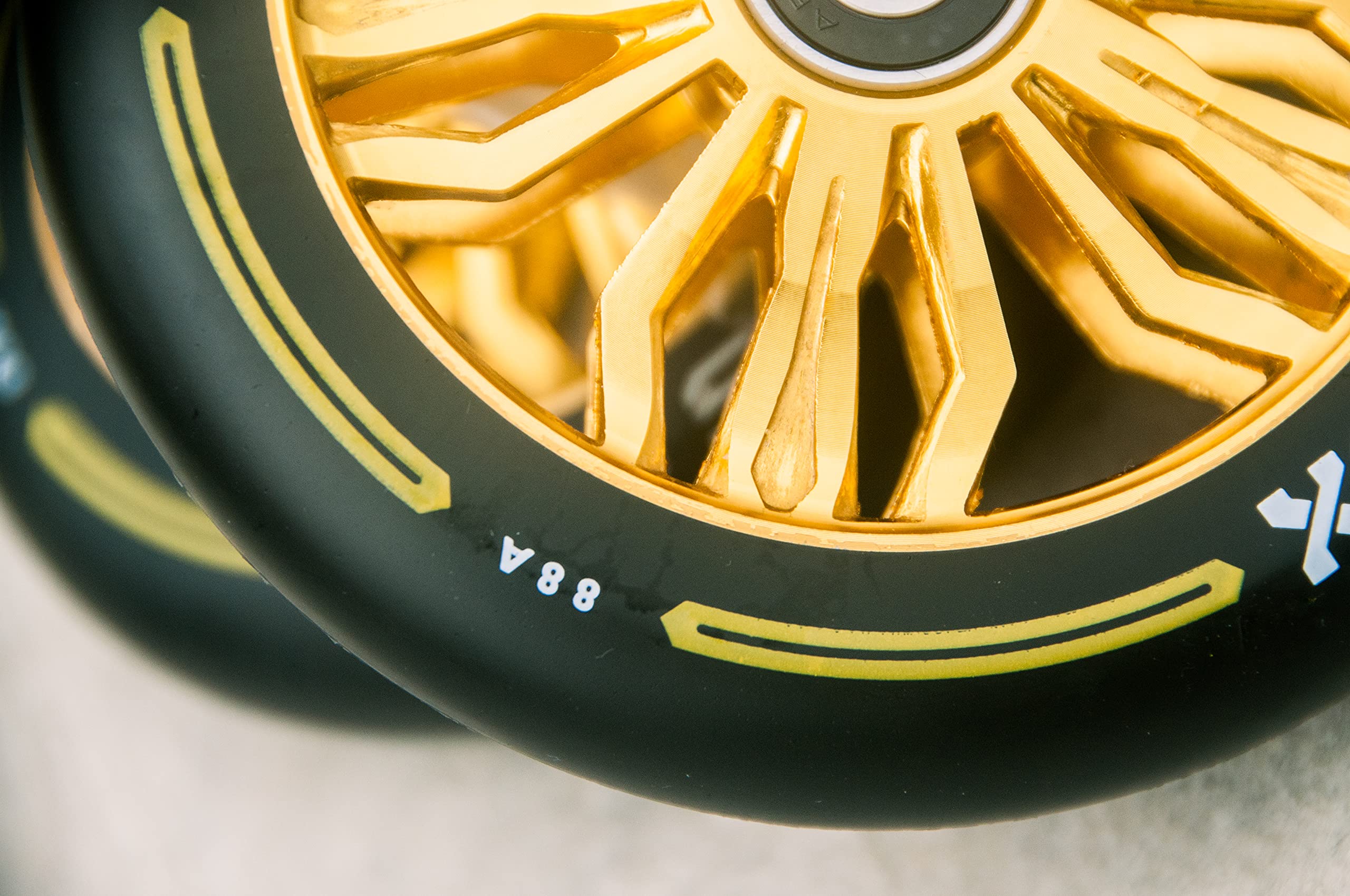 120mm Pro Scooter Wheels - Pair of 2 with Bearings (120x24mm) - High Performance Kids Scooter Replacement Parts in Black & Gold - Perfect for Tricks, Stunts & Street Riding