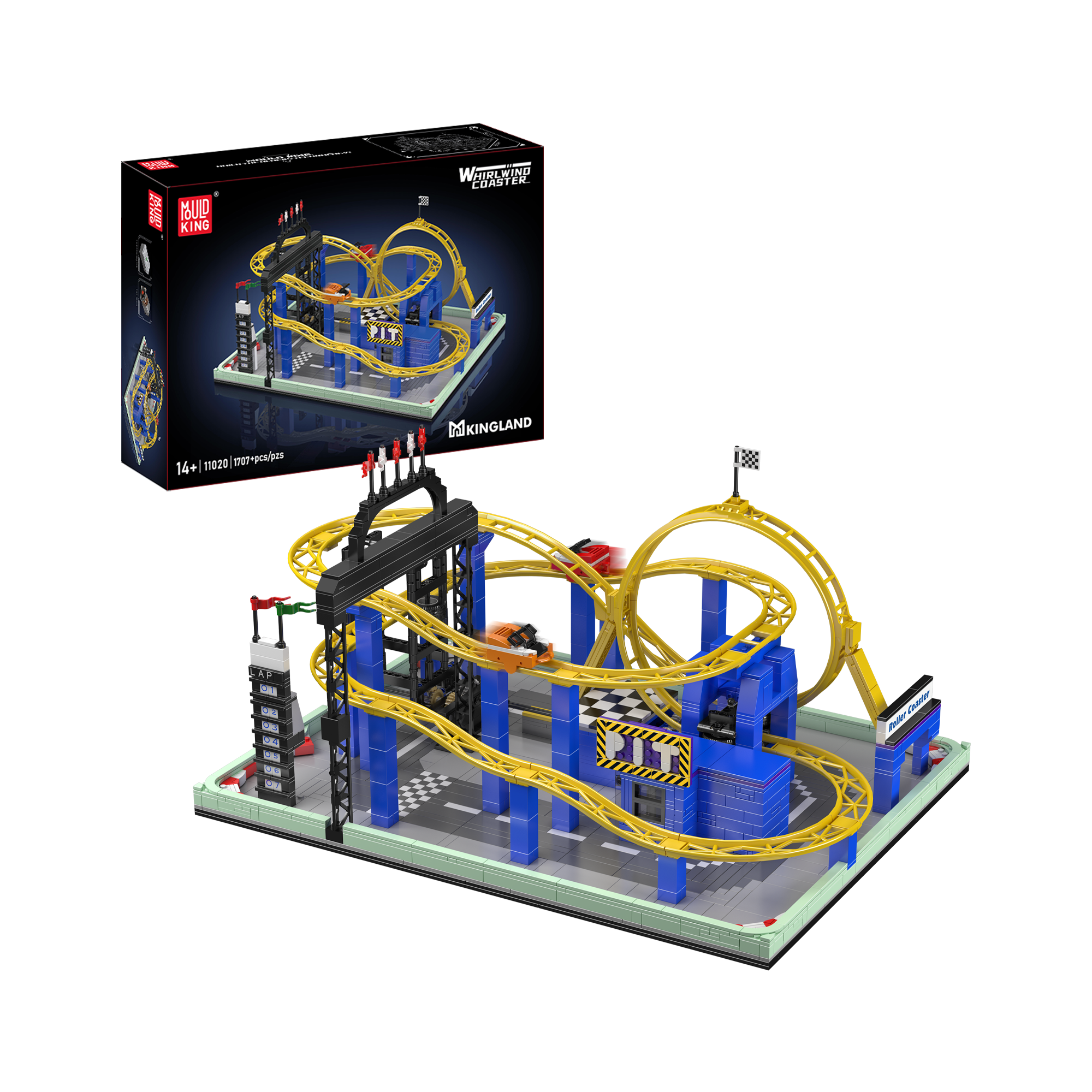 Mould King 11020 Whirlwind Coaster Building Set - 1,707 Piece Roller Coaster Model Kit for Adults & Teens | STEM Educational Toy for Creative Play & Home Decoration