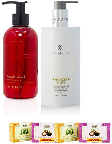 **Thann Aromatic Wood Aromatherapy Shower Gel & Watsons Bath & Bloom Lemongrass Mint Conditioner Set – Moisturizing & Refreshing for Spa-Like Relaxation at Home**    *(Use for a rejuvenating shower experience, deep hydration, and stress relief with natural essential oils.)*