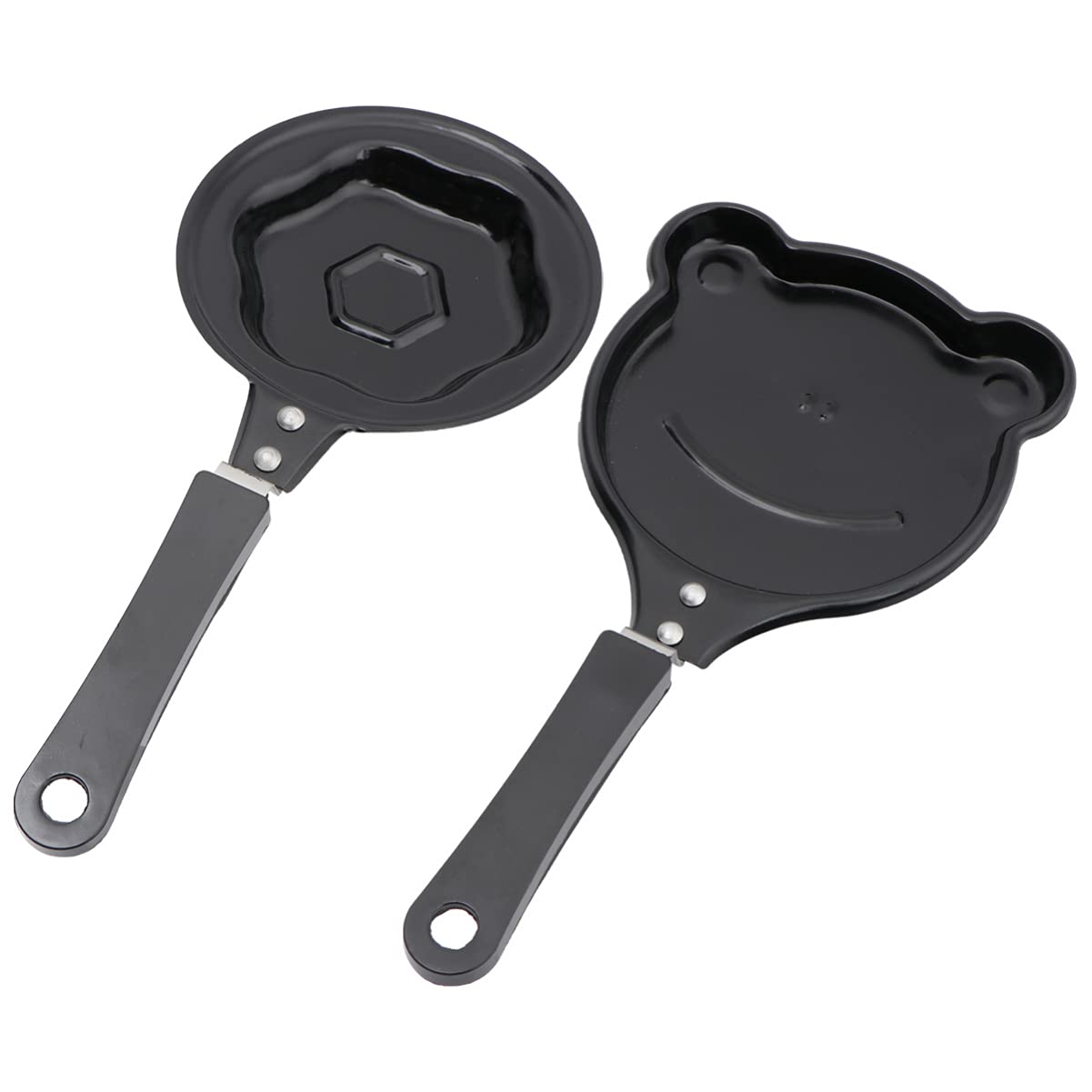 Nonstick Mini Egg Omelette Pan Set - 2PCS Cartoon Frog & Plum Blossom Design Frying Pan for Breakfast, Perfect for Fried Eggs, Pancakes & Small Portion Cooking - Ideal for Kids, Camping & Small Kitchen Spaces