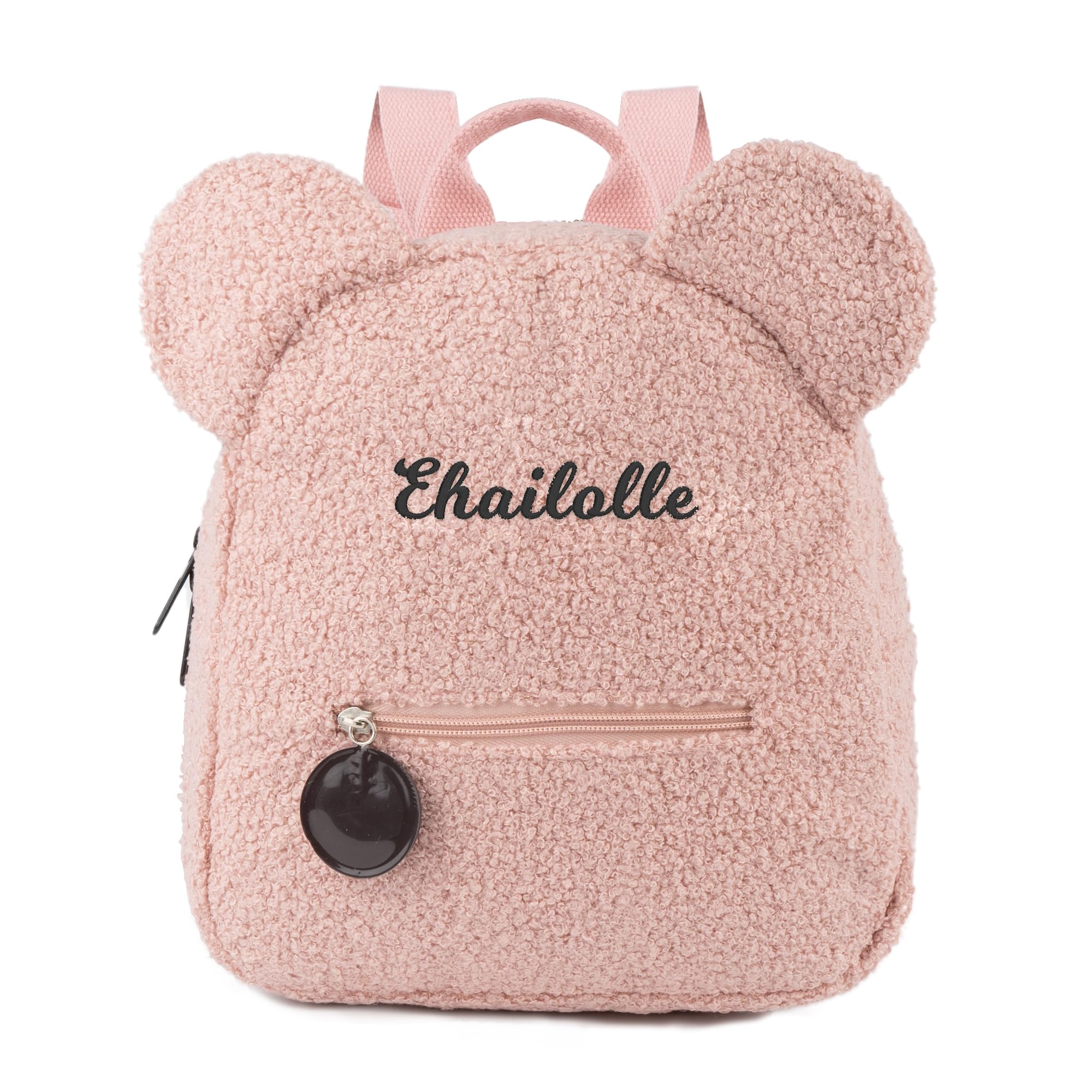 MT WORLD Personalized Plush Teddy Bear Backpack for Toddlers & Kids - Soft Fuzzy Bear Ears Shoulder Bag, Cute Daycare & Preschool Backpack for Girls (Pink) - Perfect for School, Travel & Birthday Gifts