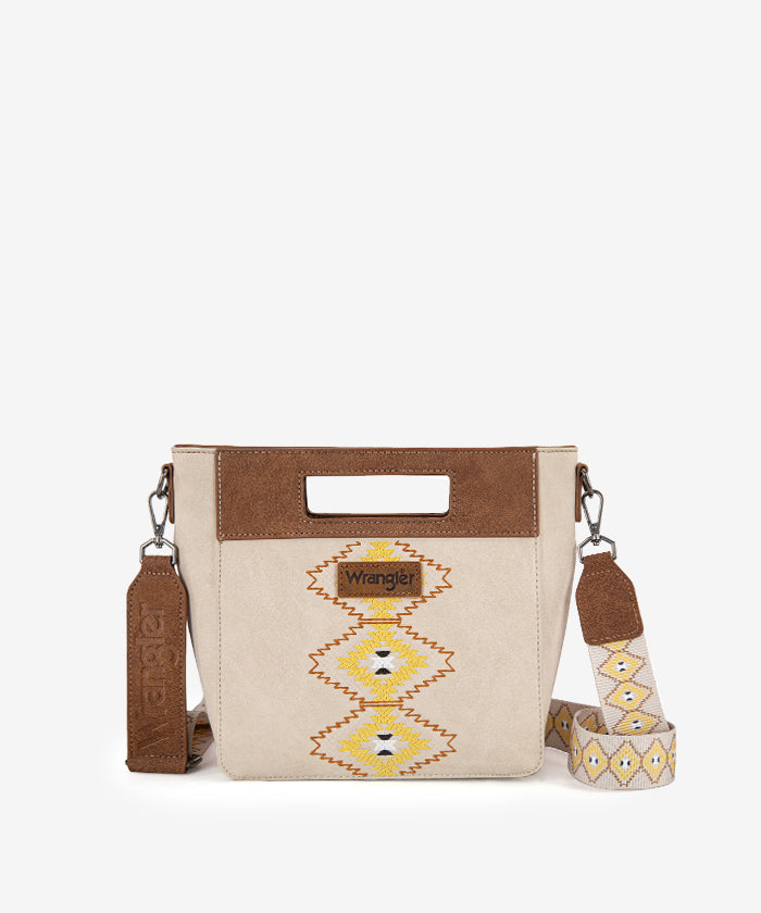 Wrangler Aztec Embroidered Crossbody Bag for Women - Stylish Boho Purse with Adjustable Strap, Perfect for Travel, Shopping & Daily Use