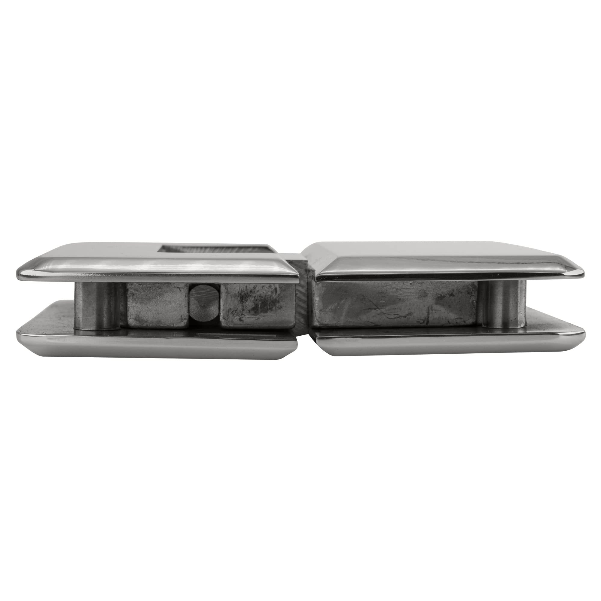 180 Degree Glass-to-Glass Chrome Hinge - Heavy Duty Positive Close Cabinet Hinge for Bathroom Mirrors, Shower Doors & Glass Furniture (Set of 2)