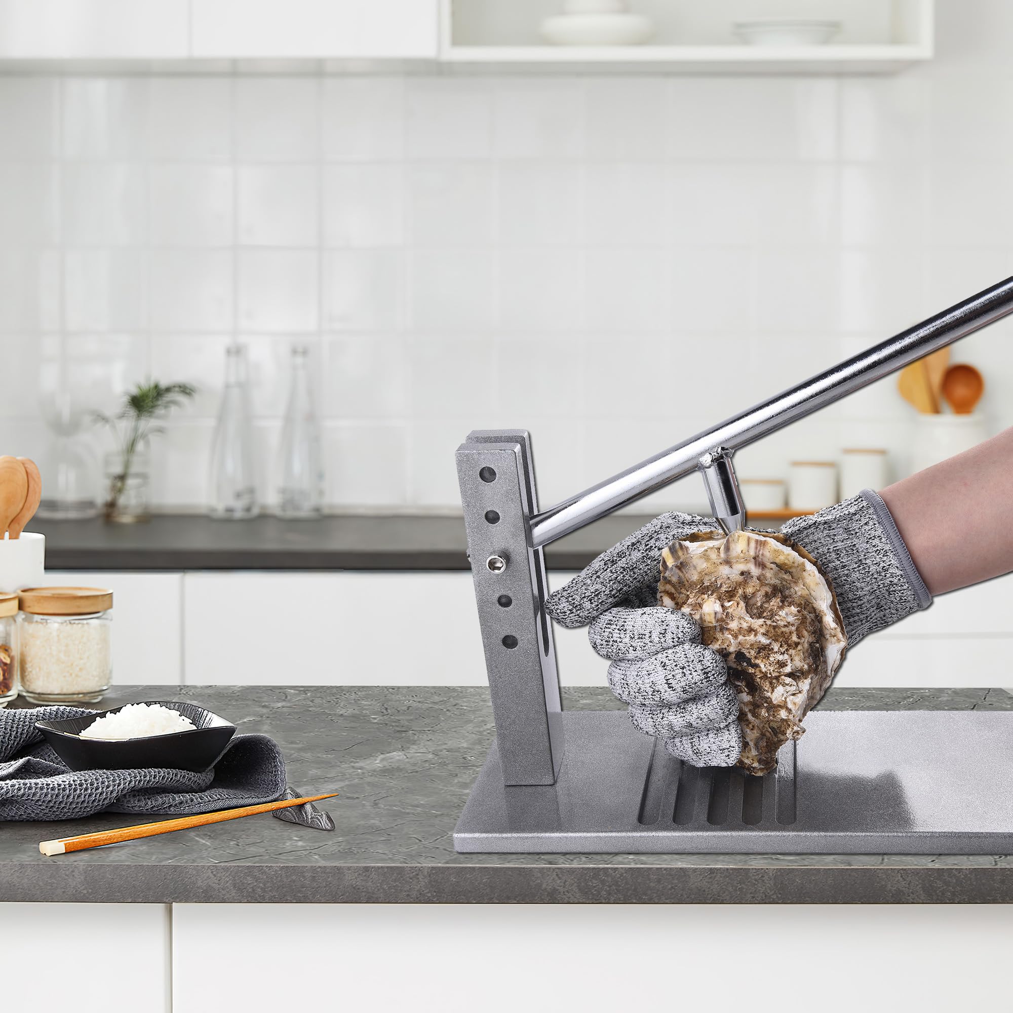 Premium Oyster Shucker Machine & Clam Opener Kit - Heavy Duty Commercial Oyster Shucking Tool Set for Restaurants, Seafood Markets & Home Use