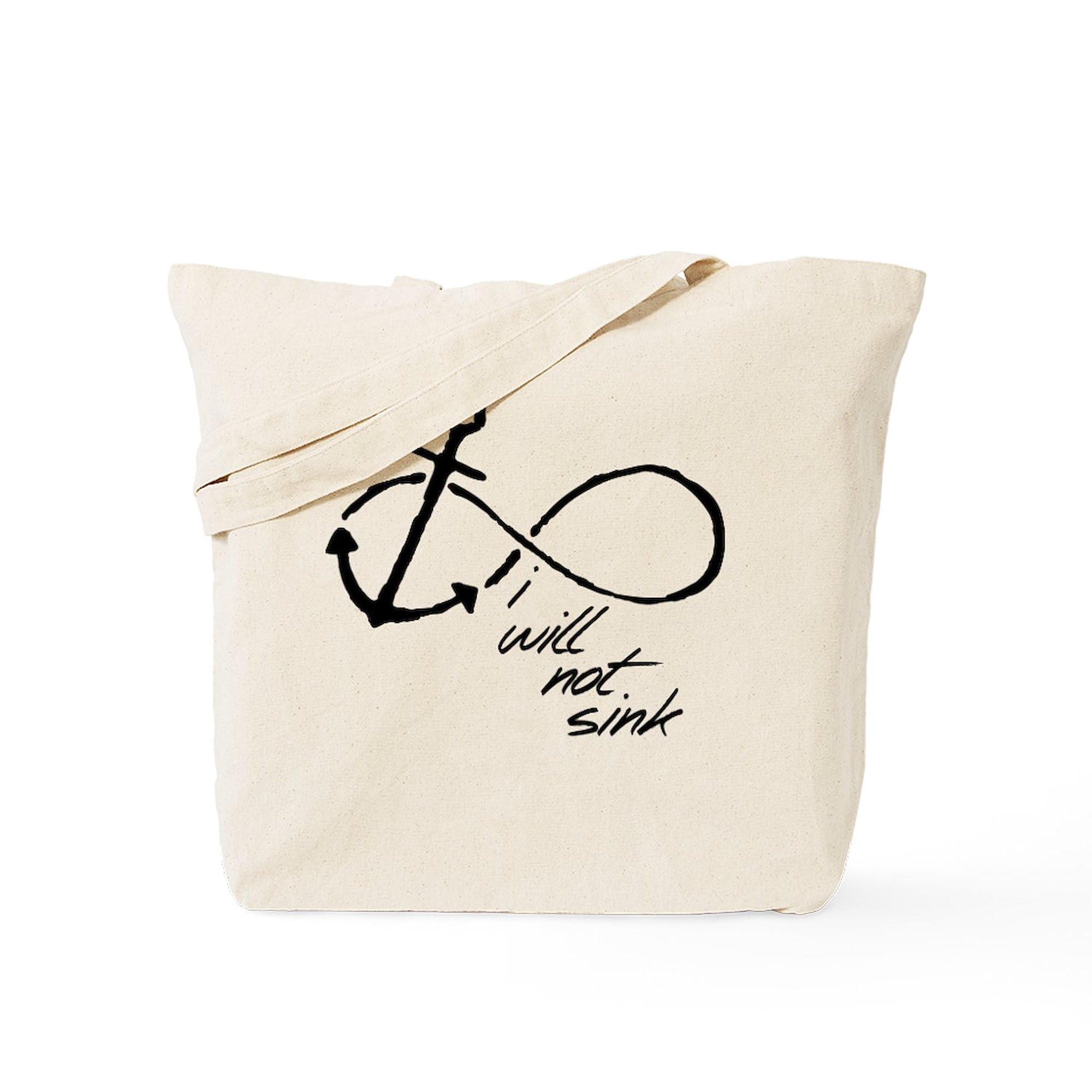 Infinity Anchor Refuse To Sink Tote Bag - Natural Canvas Reusable Shopping Bag for Beach, Grocery & Everyday Use | Motivational Gift for Women & Men