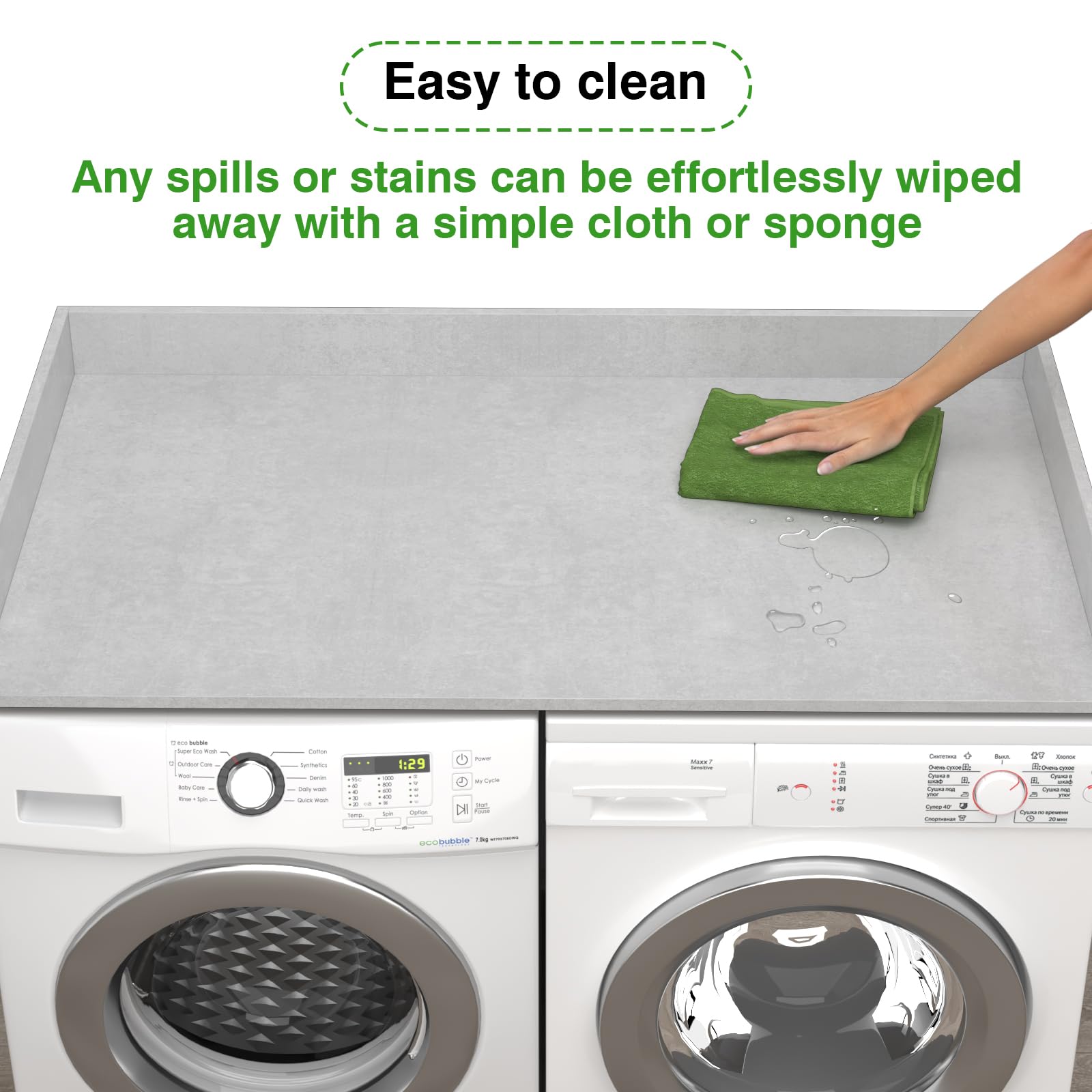 Premium White Marble Countertop Washer Dryer Stand - 54