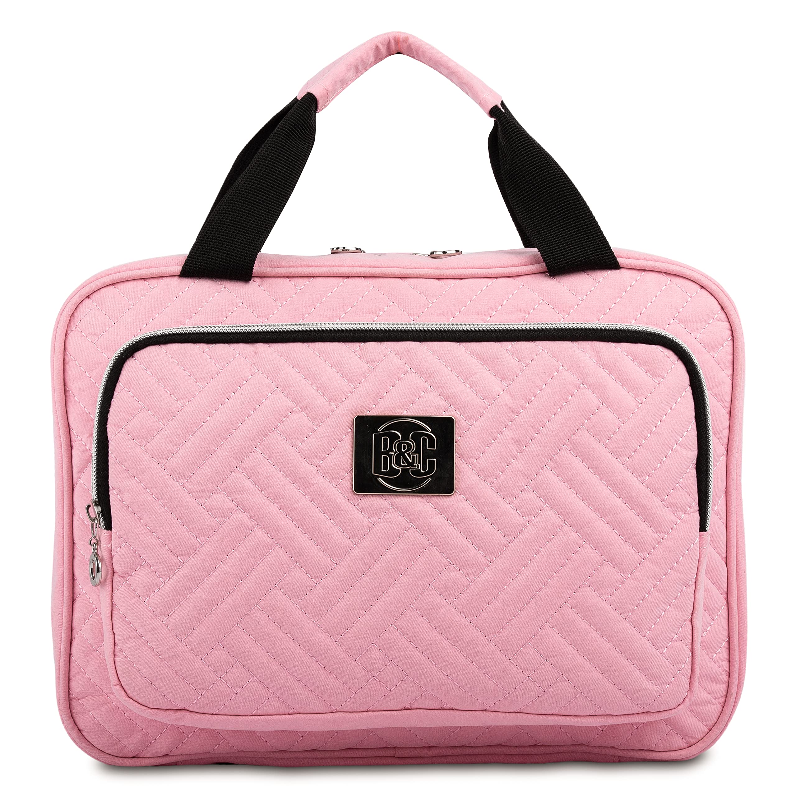 Large Hanging Travel Cosmetic Bag for Women - Waterproof Makeup Organizer with Multiple Pockets, Pink Toiletry Bag for Bathroom & Travel Essentials | Perfect for Vacation, Gym, and Daily Use