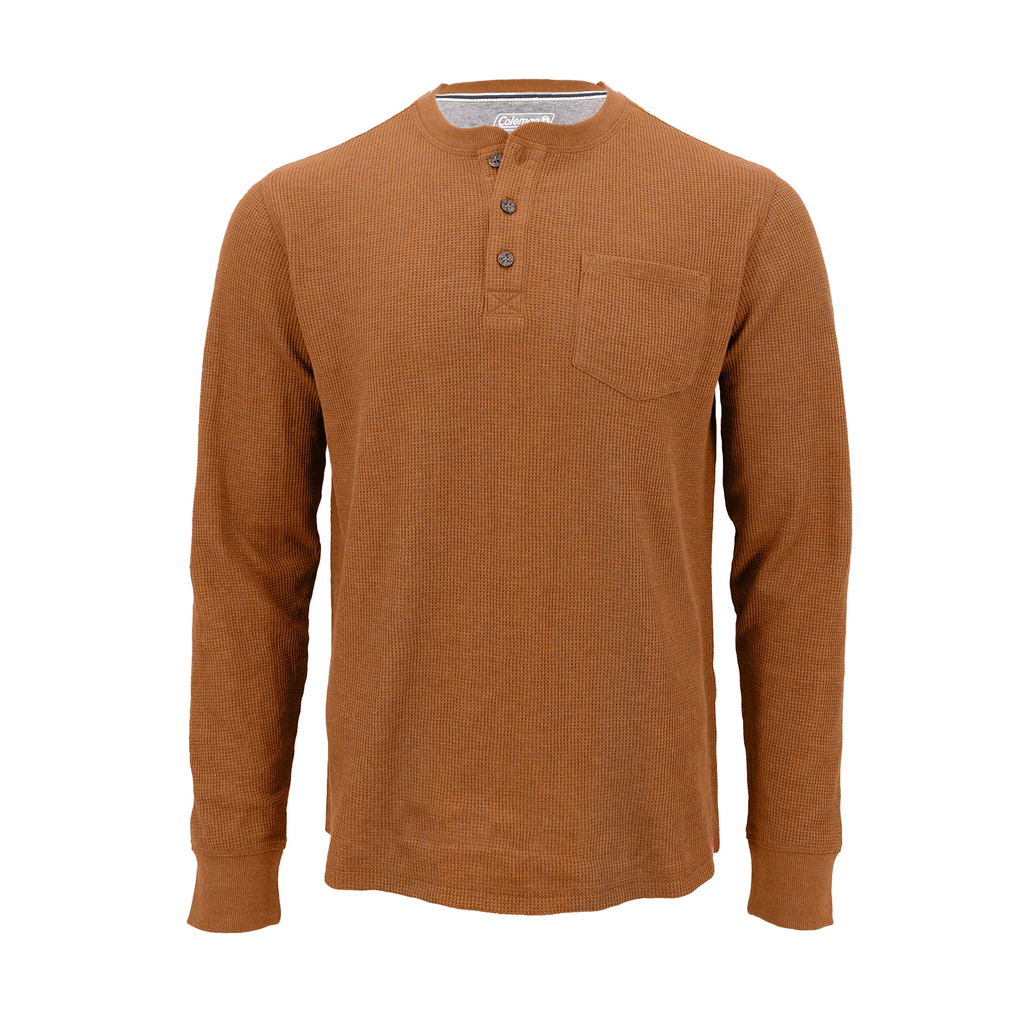 Coleman Men's Long-Sleeve Waffle Thermal Henley Shirt - Warm Winter Base Layer for Outdoor Camping & Hiking