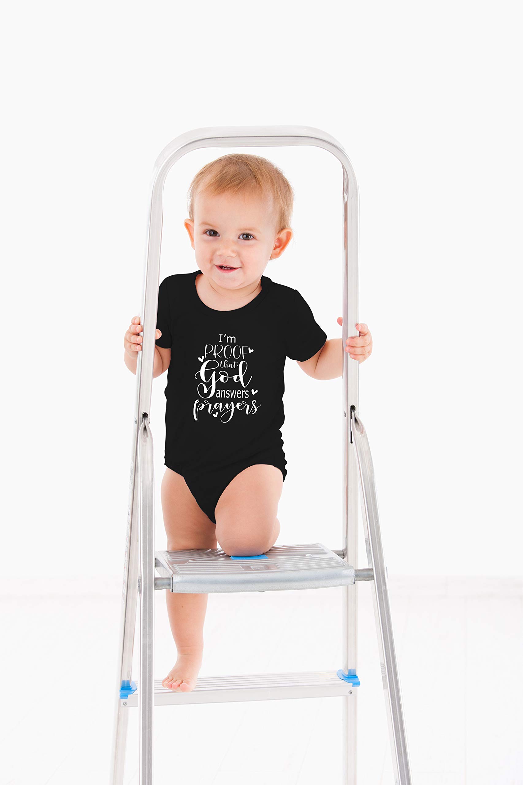 Funny Baby Bodysuit - 'I'm Proof That God Answers Prayers' Cute Newborn Romper for Boys & Girls | AW Fashions | Perfect for Church, Baptism & Family Photos