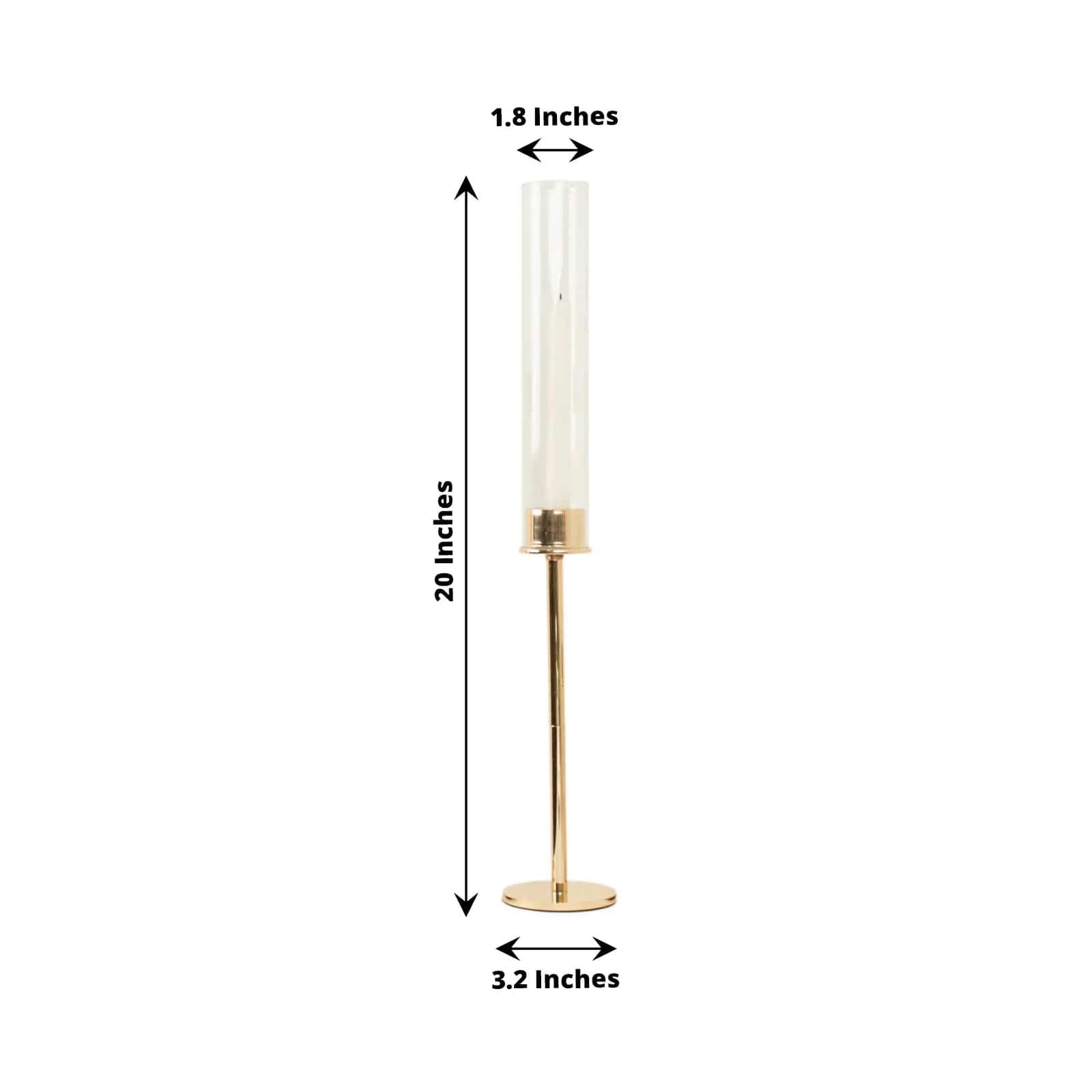 2 Pack Metal Hurricane Taper Candle Holders with Clear Cylinder Glass Shades - Elegant Table Centerpiece for Wedding, Dinner Party & Home Decor