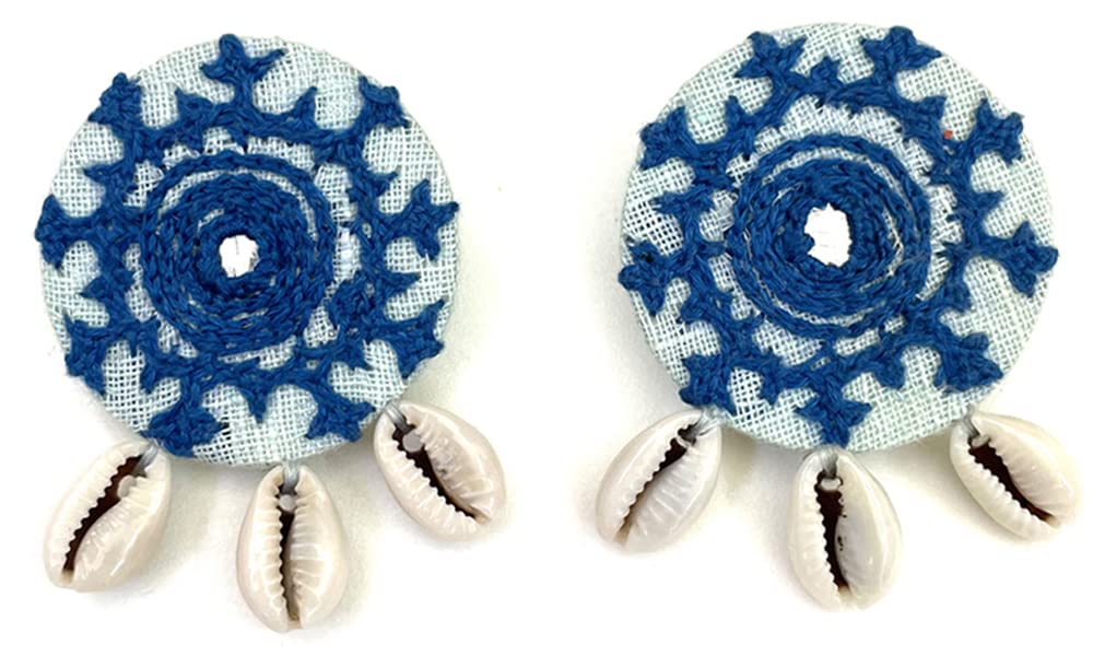Handmade Shell Embroidery Earrings for Women - Boho Beach Style Jewelry for Summer, Weddings & Casual Wear
