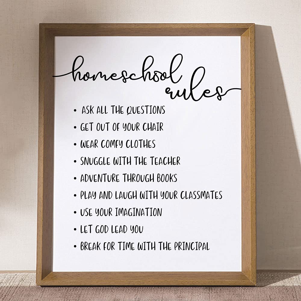 Homeschool Rules Wall Art - 8x10 Inch Inspirational Print for Homeschool Room Decor, Kids Education & Learning Space - Perfect for Classrooms, Playrooms & Study Areas - UNFRAMED