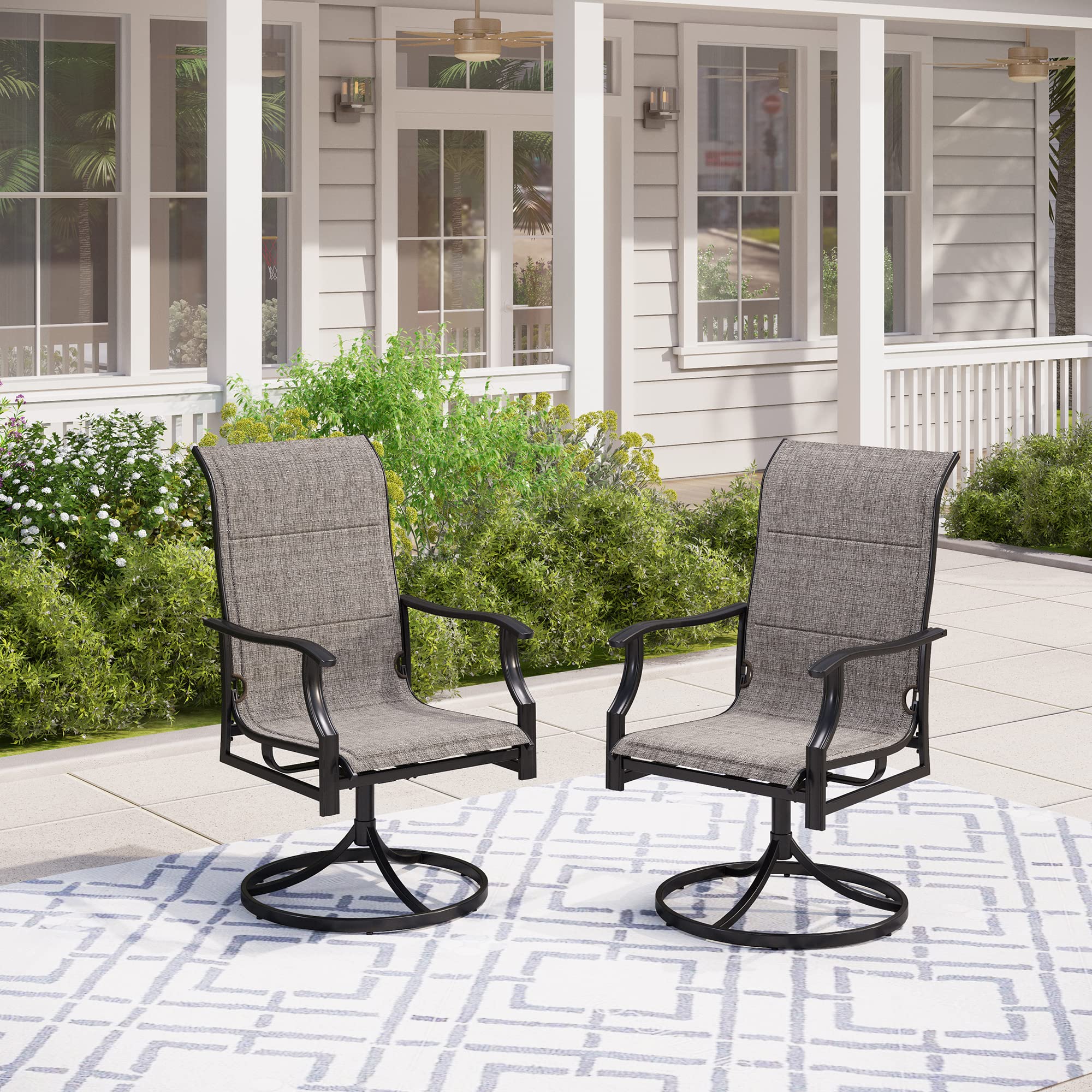 2 Pack Outdoor Swivel Patio Chairs - High Back Textilene Mesh Dining Chairs Set for Deck, Lawn, Garden - Perfect for Backyard Relaxation & Outdoor Entertaining