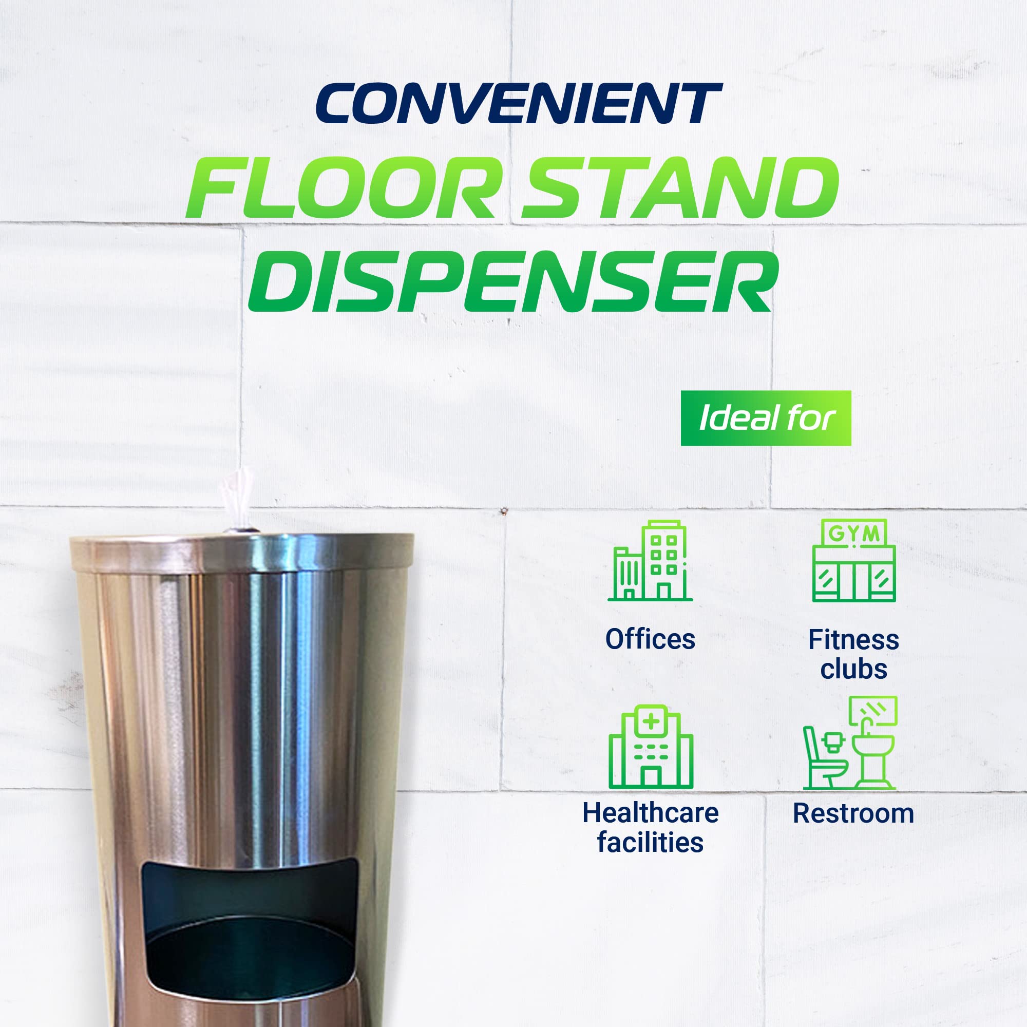 Stainless Steel Wipes Dispenser with Trash Can & Refillable Bucket - Multi-Purpose Floor Stand for Large Roll Wipes - Durable & Hygienic for Home, Office, Kitchen, Nursery & Commercial Use