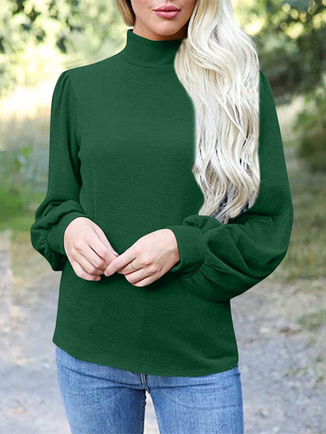 Full Size Mock Neck Long Sleeve T-Shirt for Women | Comfortable Stretch Cotton Blend | Casual & Work Wear | Perfect for Office, Travel & Everyday Outfits