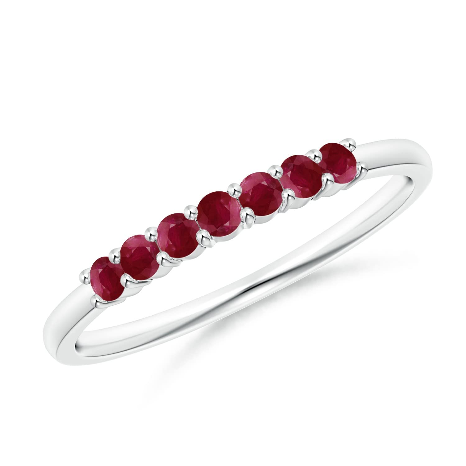 Natural Ruby Half Eternity Wedding Band for Women - 925 Silver/14K Gold/Platinum 950 - July Birthstone Anniversary & Engagement Ring - Perfect Gift for Wife, Girlfriend, Mother - Ideal for Weddings, Proposals & Special Occasions