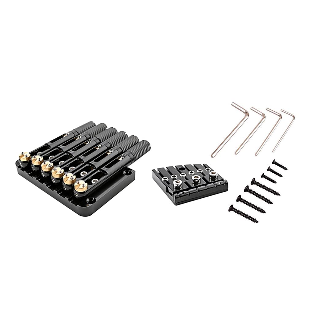 Alnicov 6-String Headless Guitar Bridge with Nut Plate & Wrench - Black | Replacement Bridge for Headless Electric Guitars | Perfect for Stage Performances & Studio Recording