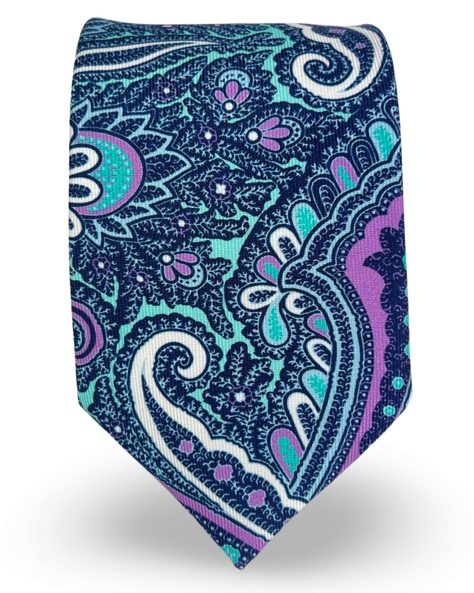 DÉCLIC Mariner Paisley Tie in Aqua Blue - Stylish Men's Necktie for Business, Weddings & Formal Occasions