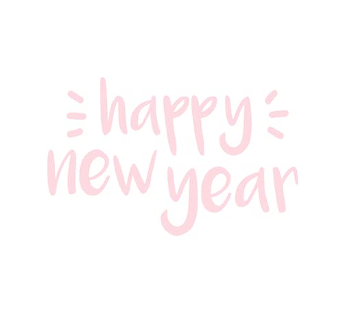 Happy New Year Iron On Decal - Light Pink Heat Transfer Patch for Shirts, DIY Custom Emblem & Badge - Perfect for New Year's Eve Parties, Costumes & DIY Apparel Projects
