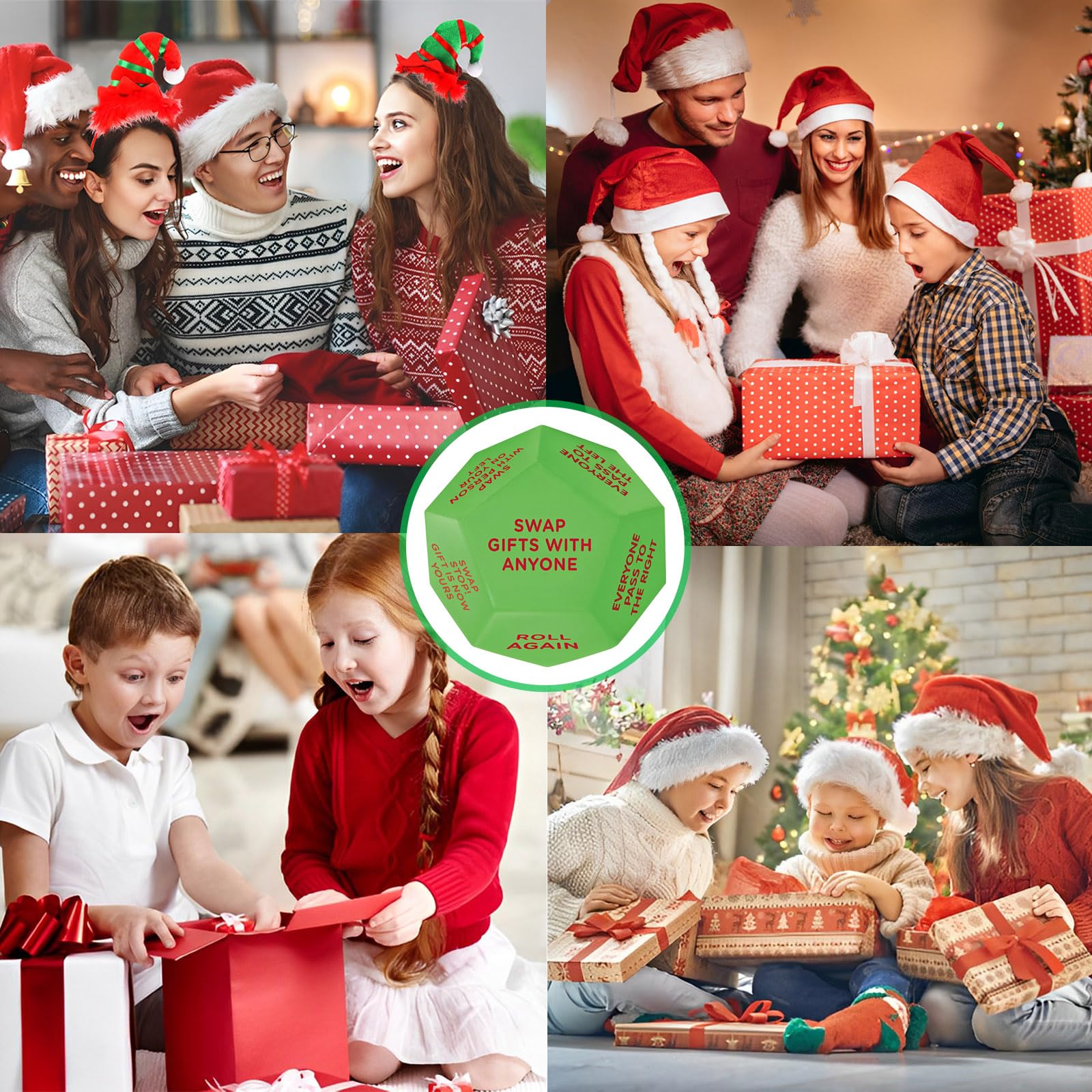 Santa Swap Gift Exchange Dice Game - 2025 New 3x3x3in Christmas Party Dice with 12 Unique Sides for Family Gatherings & Holiday Gift Exchanges | Perfect for Secret Santa, Office Parties & Festive Family Game Nights