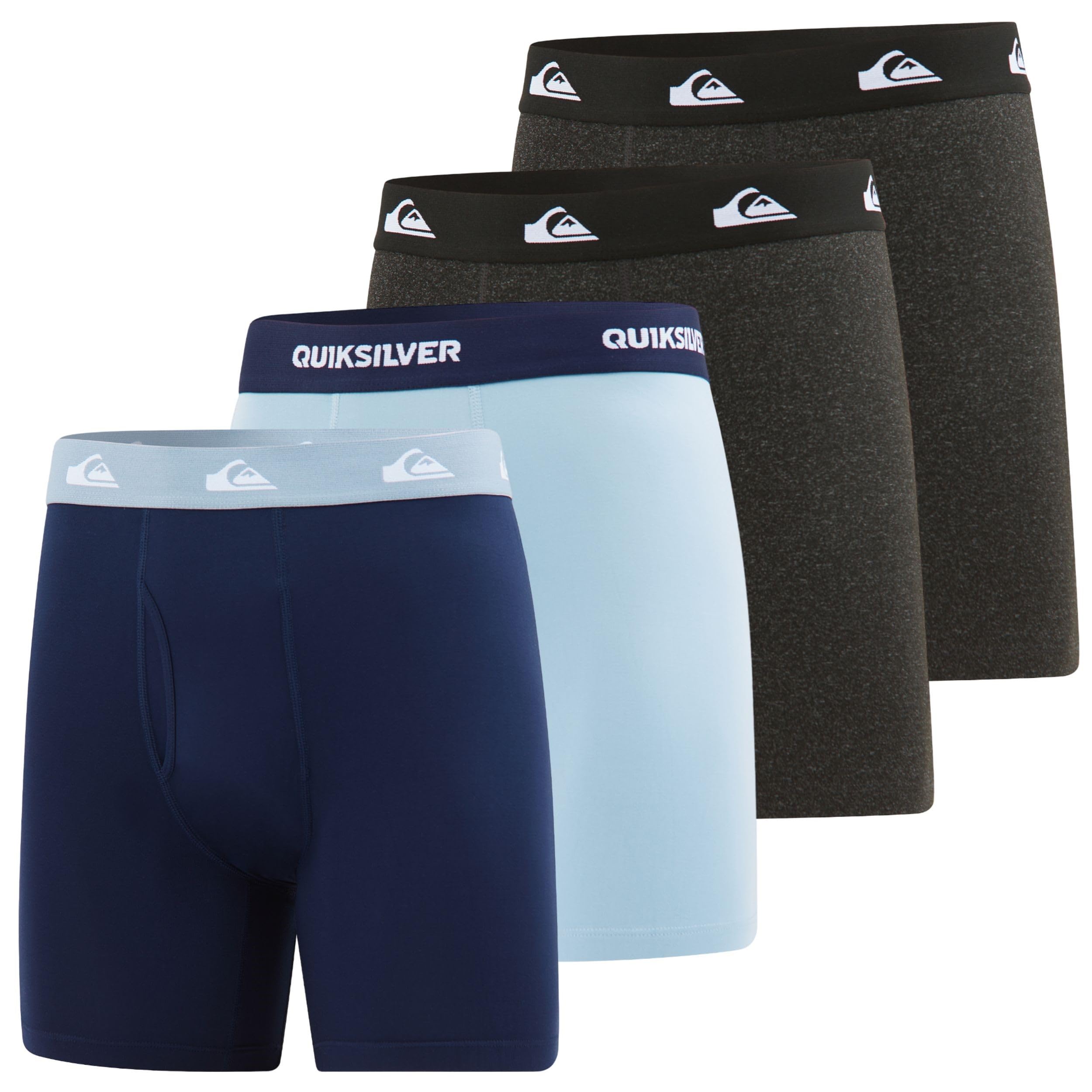 Quiksilver Men's Boxer Briefs 4-Pack - Super Soft Brushed Polyester Underwear for Men | Comfortable Daily Wear, Gym & Travel Underwear