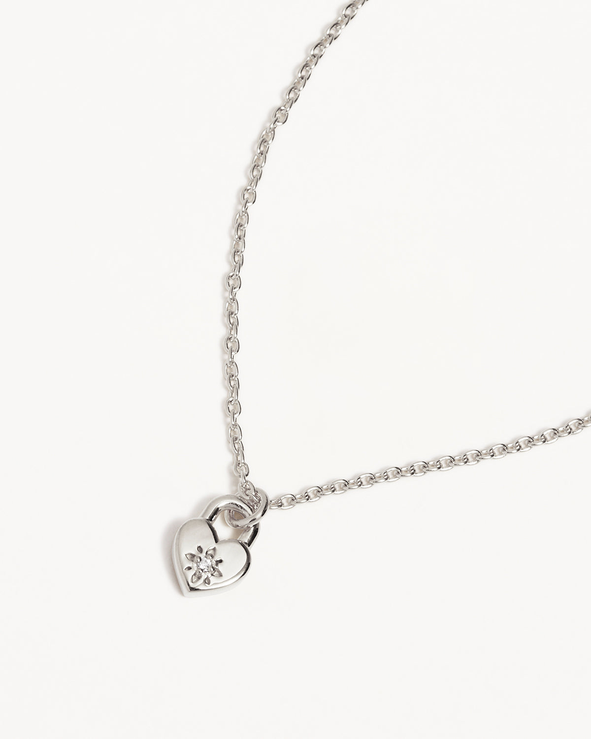 Sterling Silver Crystal Lotus Heart Padlock Necklace for Women - Elegant Pendant Jewelry Gift for Valentine's Day, Anniversary & Special Occasions