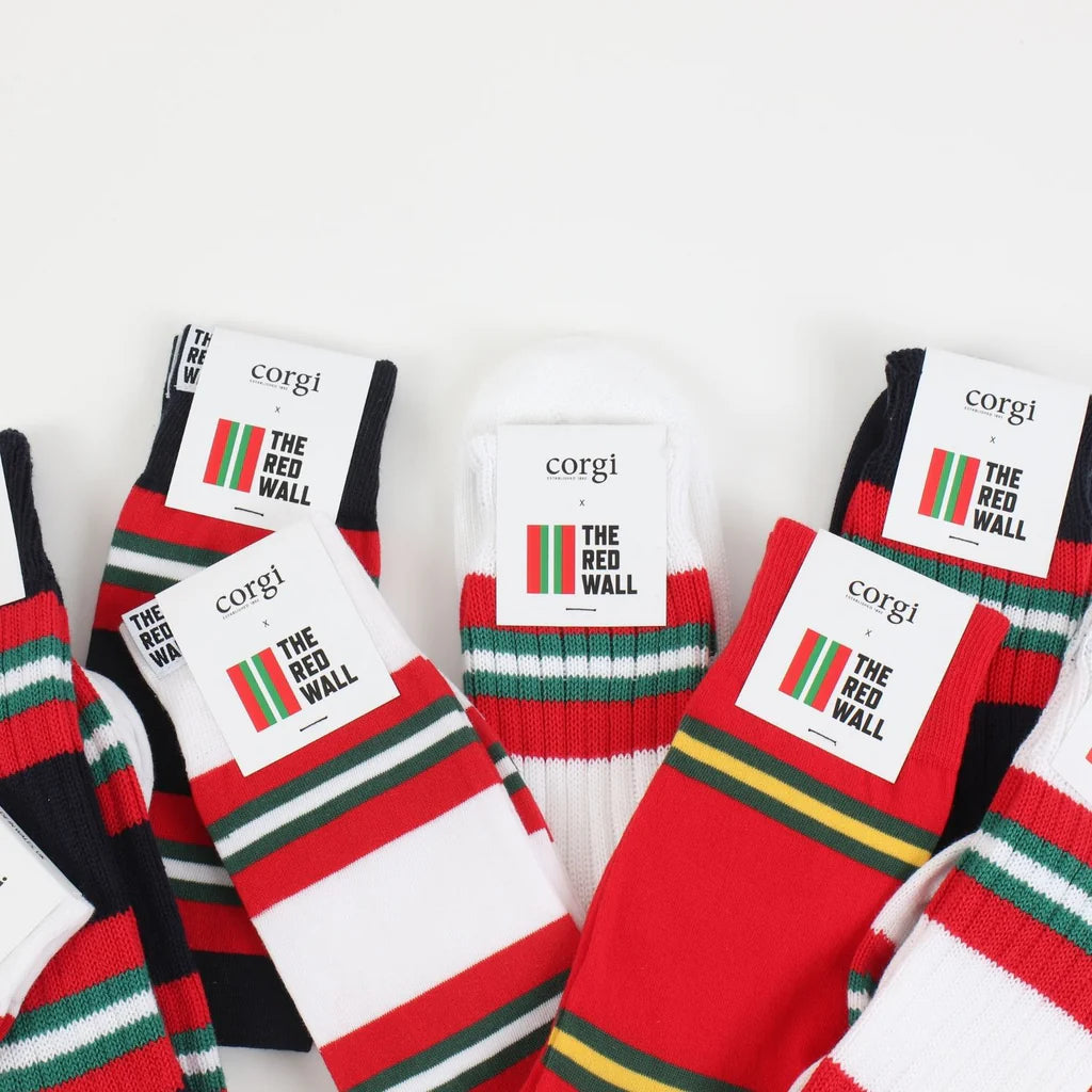 Red Striped Cotton Socks for Men & Women - Comfortable Casual Crew Socks for Everyday Wear, Workout, and Home
