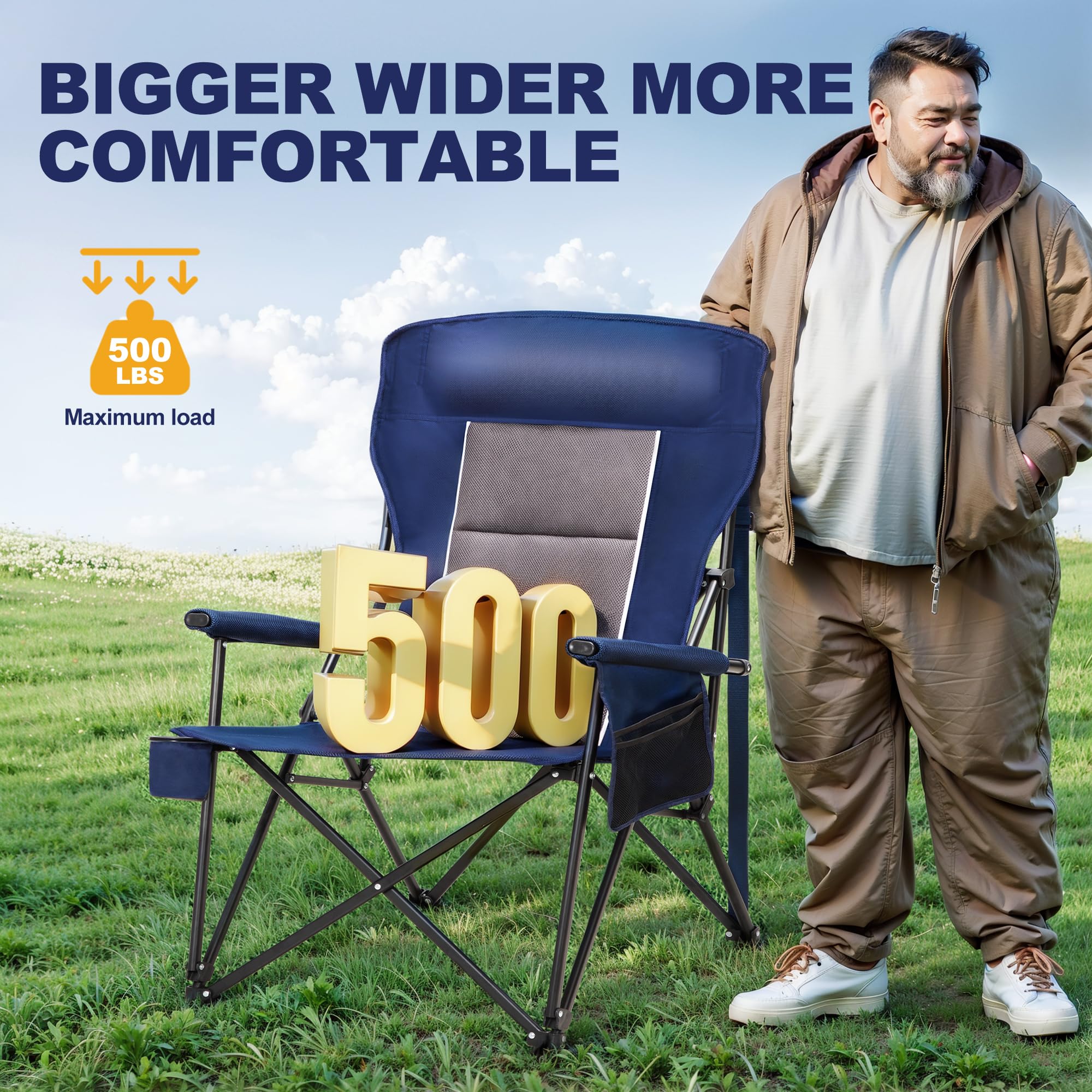 **LET'S CAMP Oversized Heavy Duty Camping Chairs - 29.52