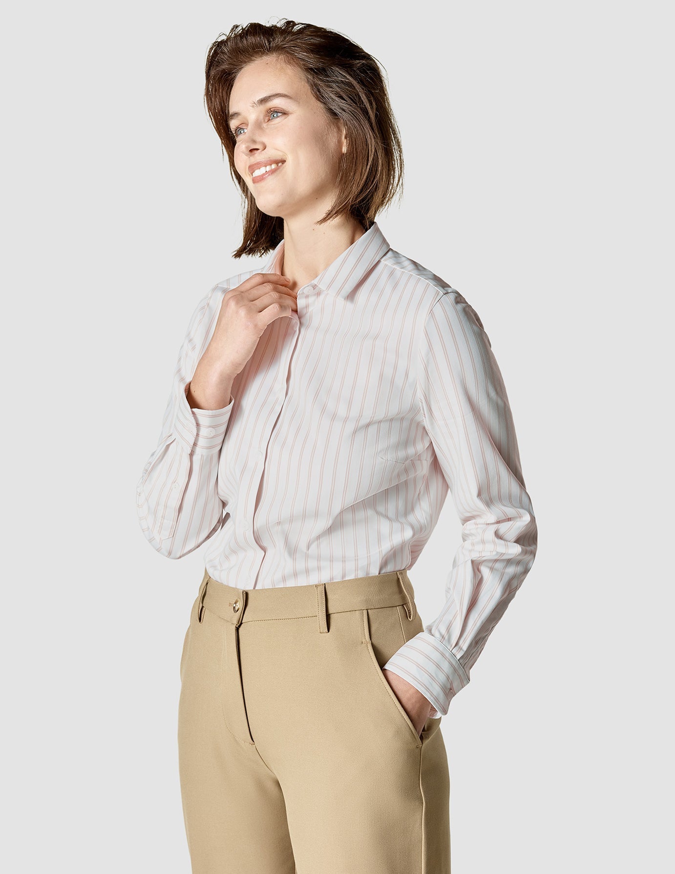 Slim Fit Business Shirt in Caramel Stripes - Professional Office Wear for Men - Perfect for Work, Meetings & Formal Events