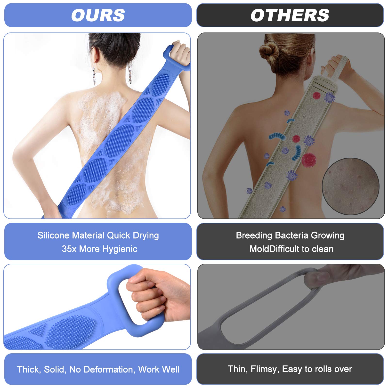 **Ivaan Silicone Body Brush & Back Scrubber for Shower - Exfoliating & Massaging Scrubber for Smooth Skin | Perfect for Deep Cleansing & Relaxation in Bath or Spa**