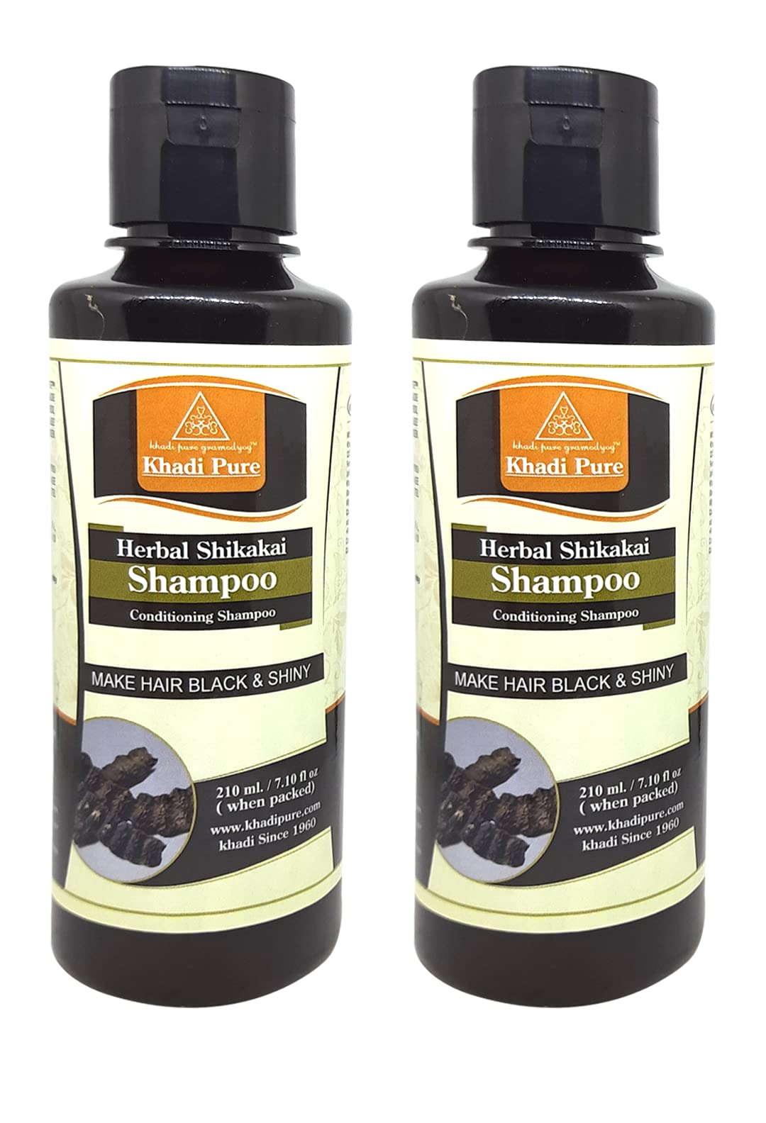 Khadi Pure Shikakai Shampoo for Hair Growth & Scalp Care - 210ml (Pack of 2) - Natural Ayurvedic Hair Cleanser for Dandruff, Dryness & Shine - Perfect for Daily Hair Wash & Holistic Hair Care Routine