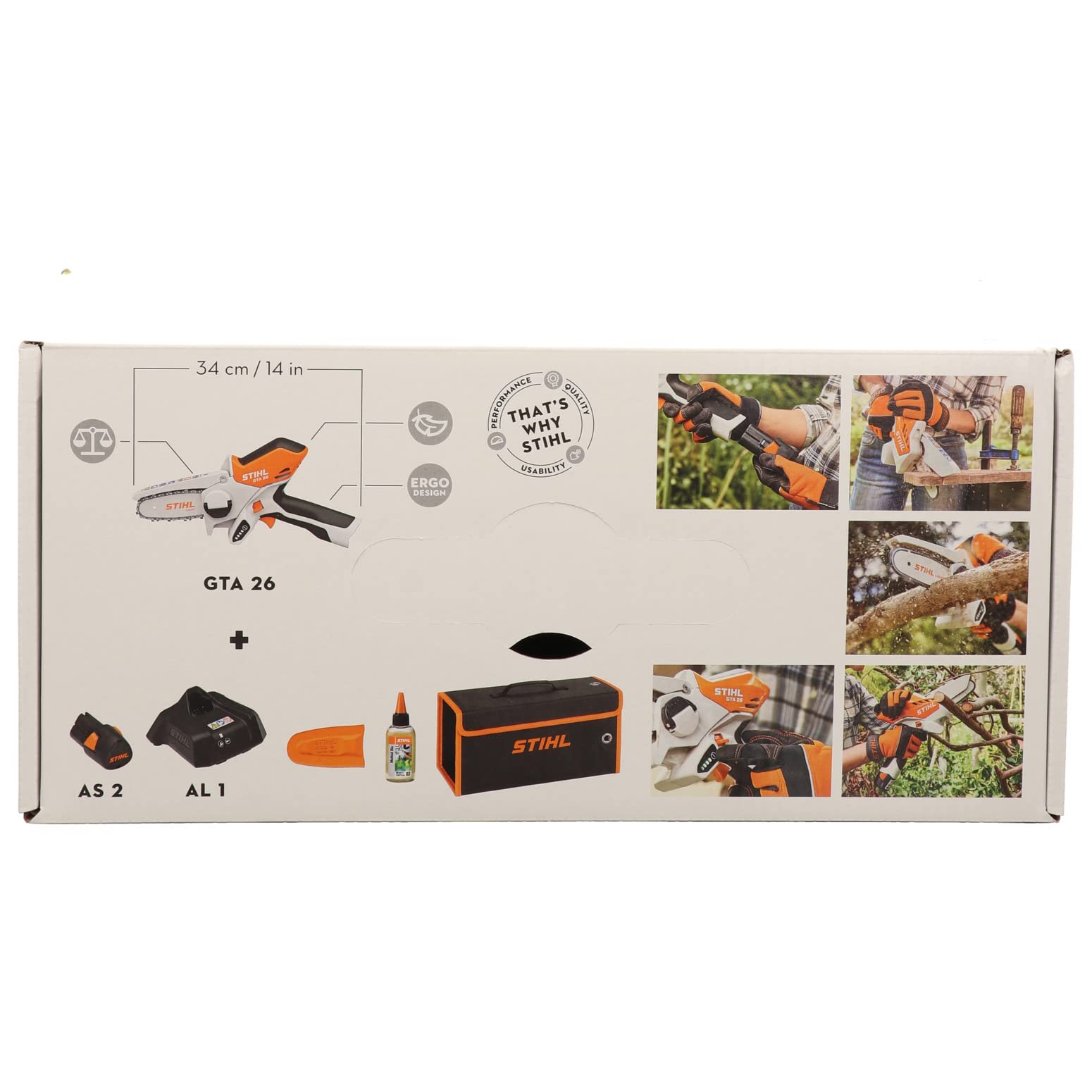 Stihl GTA 26 Cordless Chainsaw with AS 2 Battery & AL 1 Charger - Lightweight Battery-Powered Wood Cutter for Tree Trimming, Firewood Cutting, and Yard Maintenance