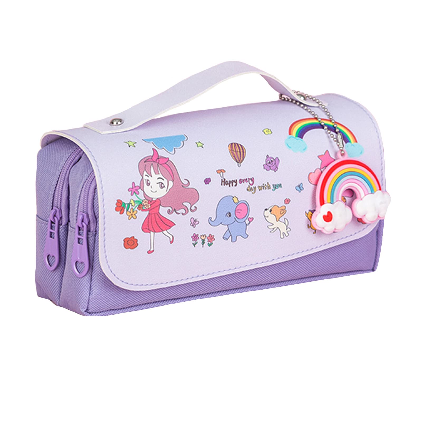 Cute Aesthetic Pencil Case with Decompression Toy for Girls - Portable Multifunction Large Pencil Bag with Handle for School, Office & Travel Organization
