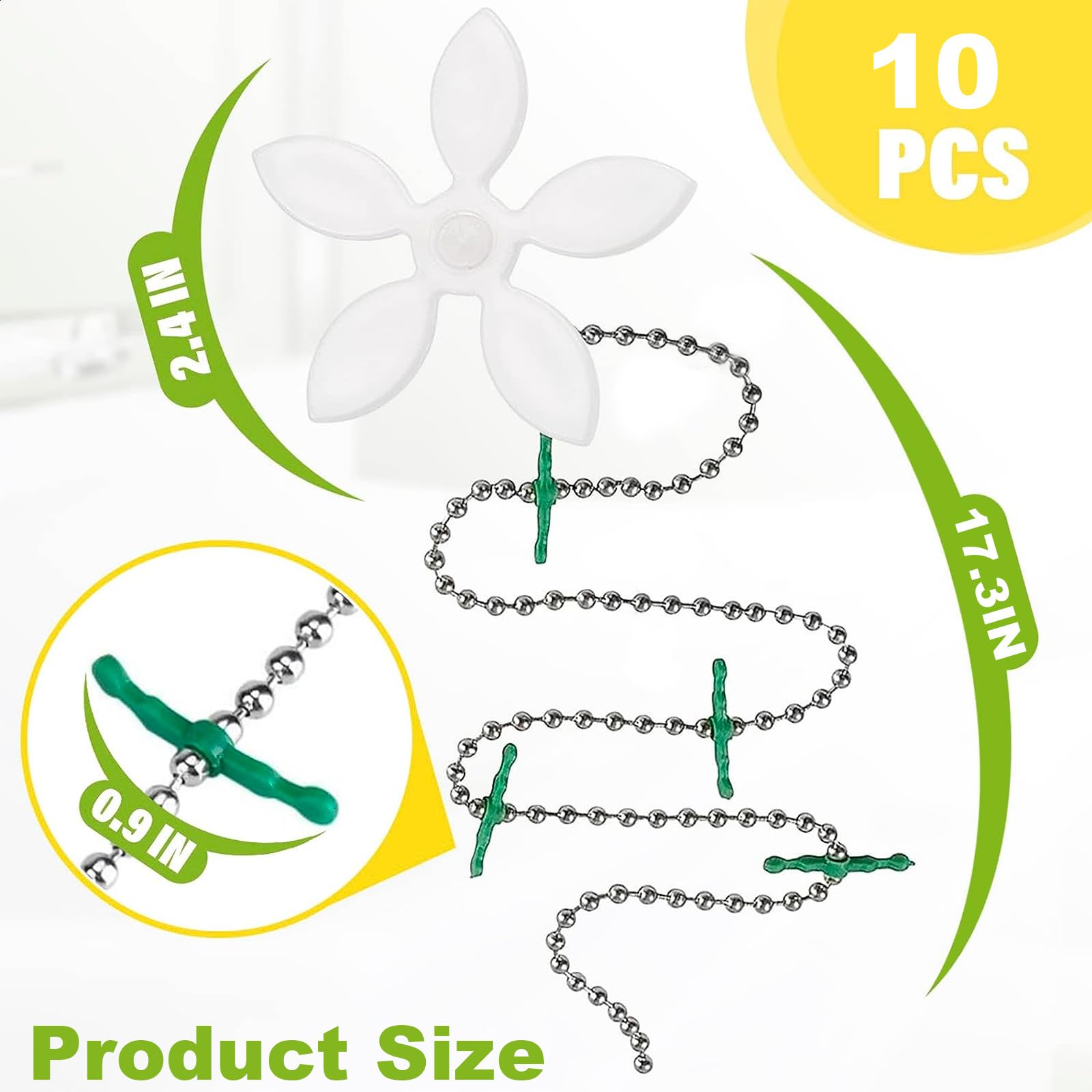 JALCH 10-Pack Flower-Shaped Shower Drain Protectors – Stainless Steel Sink & Bathtub Hair Catcher with Chain Hook – Bathroom Drain Strainer & Kitchen Sink Hair Snare – Perfect for Showers, Tubs, and Sinks to Prevent Clogged Drains
