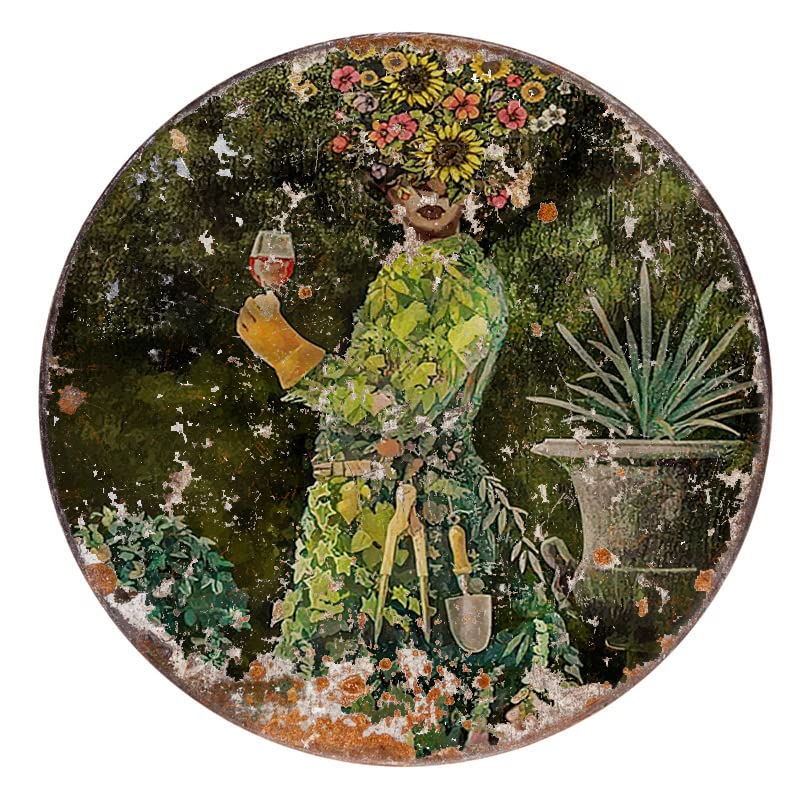 Vintage Round Metal Tin Sign - Rustic Wall Decor with 'Lose Your Mind Find Your Soul' Quote - 12x12 Inch Gardening Poster, Flower Art & Perfect Gift for Garden Lovers - Ideal for Home, Office, Cafe & Outdoor Spaces