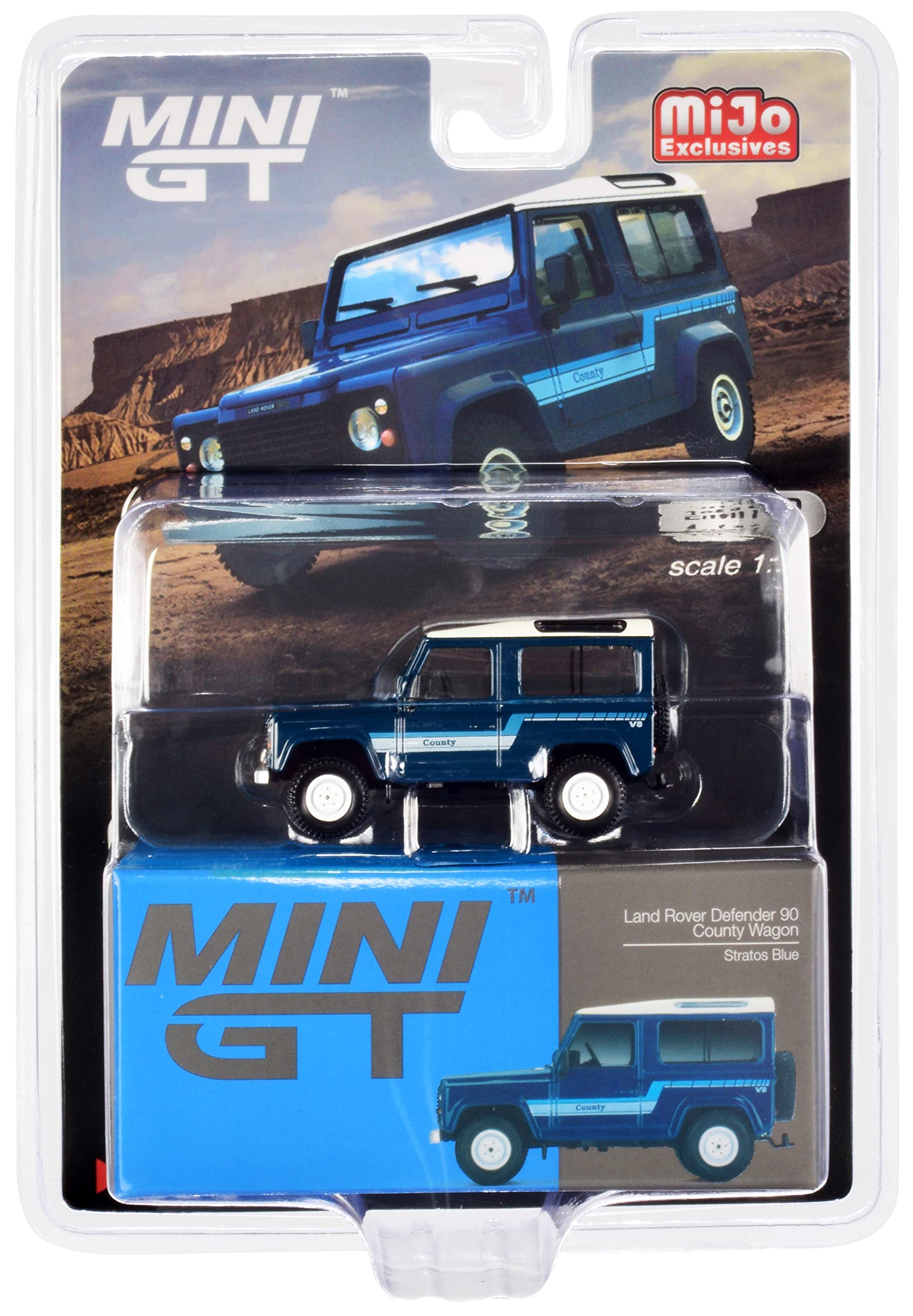True Scale Miniatures Defender 90 County Wagon Stratos Blue with Stripes Limited Edition (1/64 Diecast Model Car) - Collectible Rare 1920-Piece Worldwide - Perfect for Display, Gifts & Diecast Enthusiasts