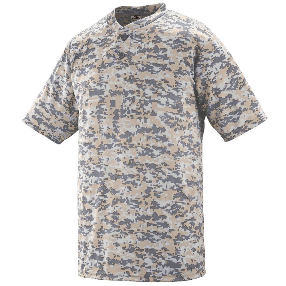 Augusta Activewear Men's Digi Camo Moisture-Wicking Two-Button Performance Jersey for Running, Gym & Outdoor Sports