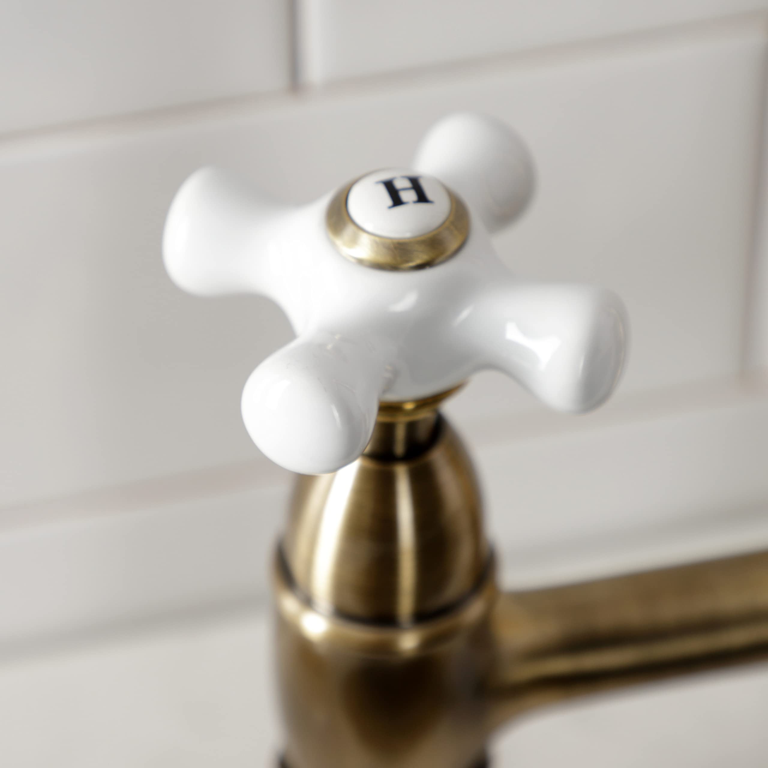Kingston Brass KS1273PXBS Antique Brass Kitchen Bridge Faucet with Pull-Out Side Sprayer - Perfect for Farmhouse & Vintage Style Kitchens