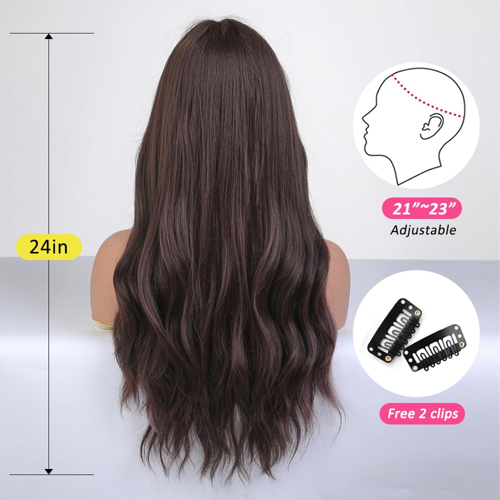 Stylish Brown Wig with Pink Highlights for Women - Perfect for Cosplay, Halloween, and Daily Fashion