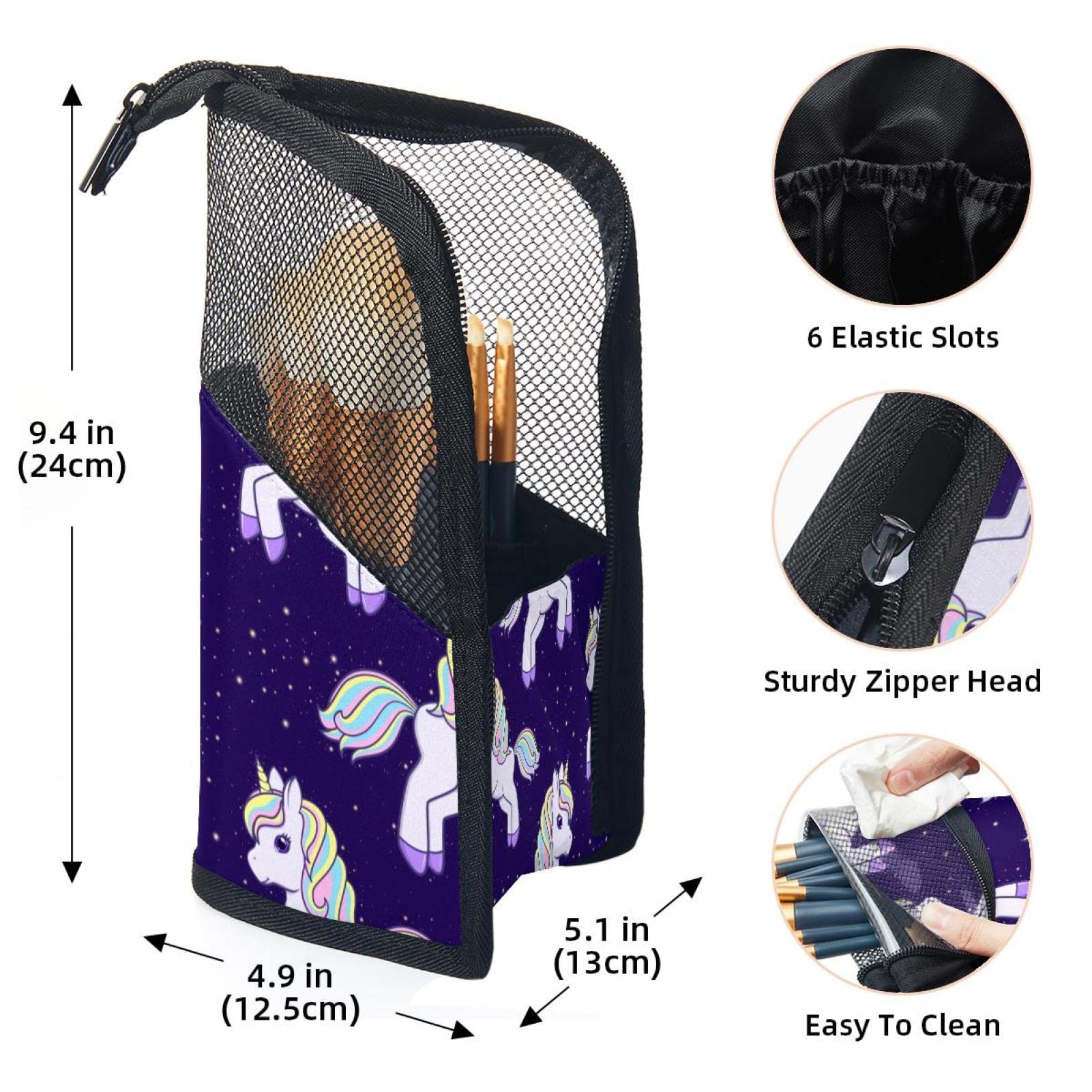 12-Piece Makeup Brush Organizer Bag with Cartoon Unicorn Design - Portable Purple Makeup Brush Holder Case for Travel & Home Storage | Perfect Cosmetic Organizer for Makeup Artists & Beauty Enthusiasts