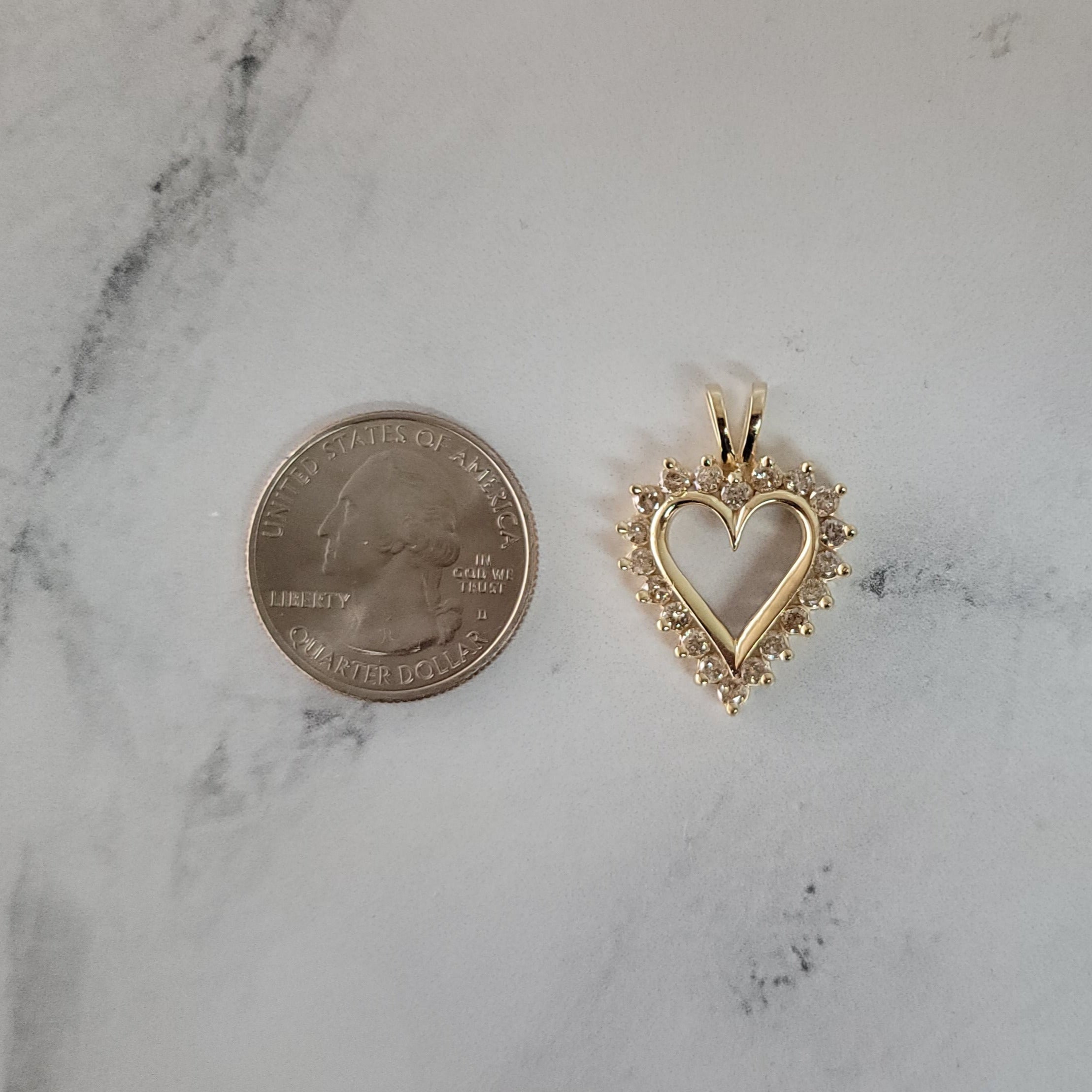 14K Yellow Gold Diamond Cutout Heart Necklace for Women - Elegant Valentine's Day Gift, Anniversary Present & Romantic Date Night Jewelry