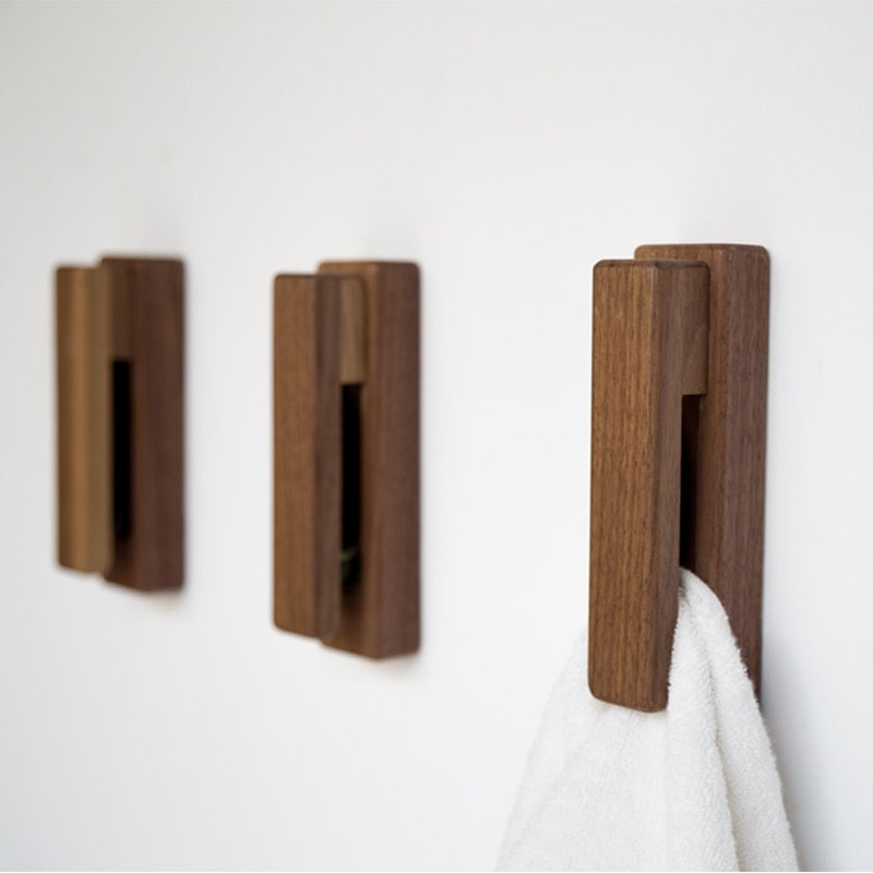 Wooden Wall Hooks with Clips - Rustic Home Organizer for Keys, Hats, Coats & Accessories - Perfect for Entryway, Bedroom, or Bathroom Storage