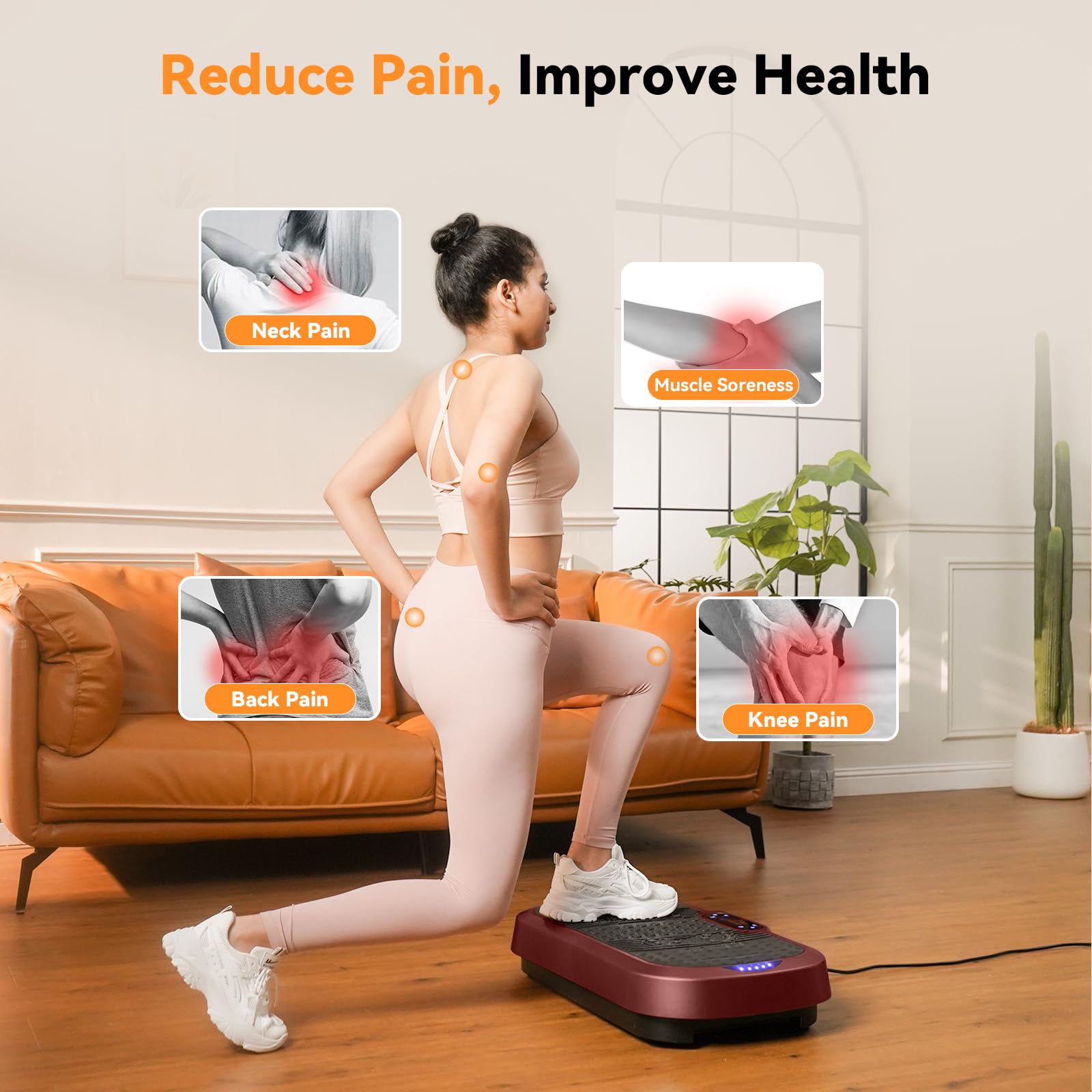 UCIN Vibration Plate Exercise Machine for Weight Loss & Lymphatic Drainage - 330 Lbs Capacity Home Fitness Platform with Resistance Bands & Pilates Ball - Perfect for Home Workouts, Muscle Recovery & Cellulite Reduction
