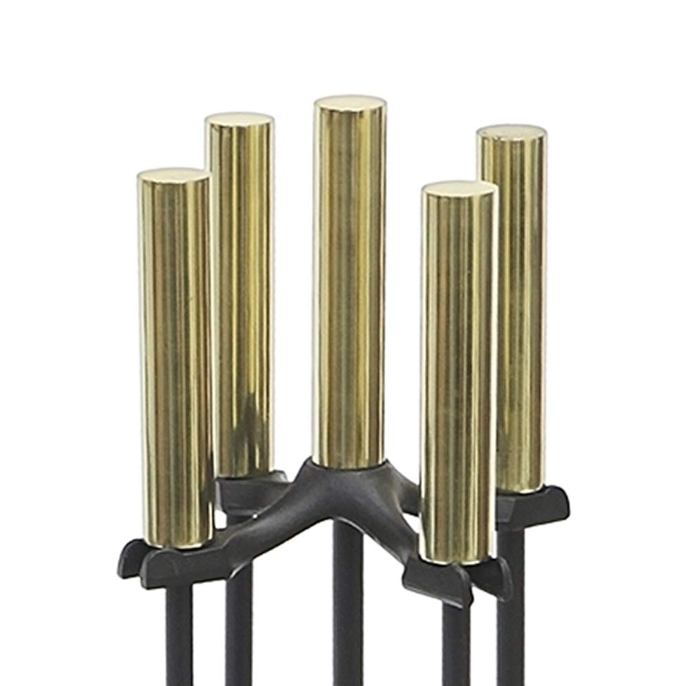 Premium Bedford Fireplace Tool Set - Polished Brass & Black Finish - Essential Fireplace Accessories for Cozy Home & Outdoor Fire Pits