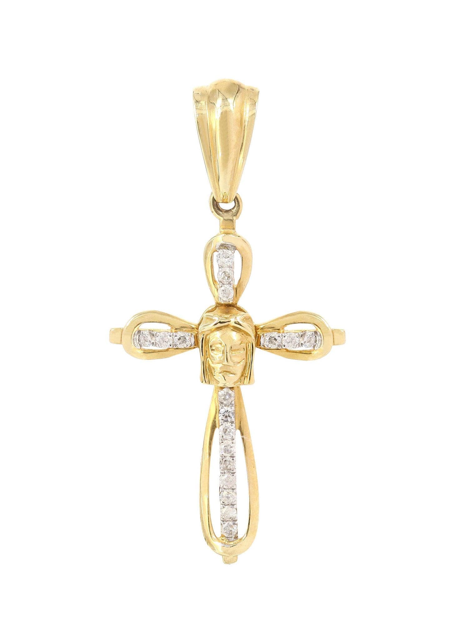 0.13 Carat Diamond Cross Pendant Necklace - 1.35 Grams 14K Gold Religious Jewelry for Women - Perfect for Baptism, First Communion & Everyday Wear